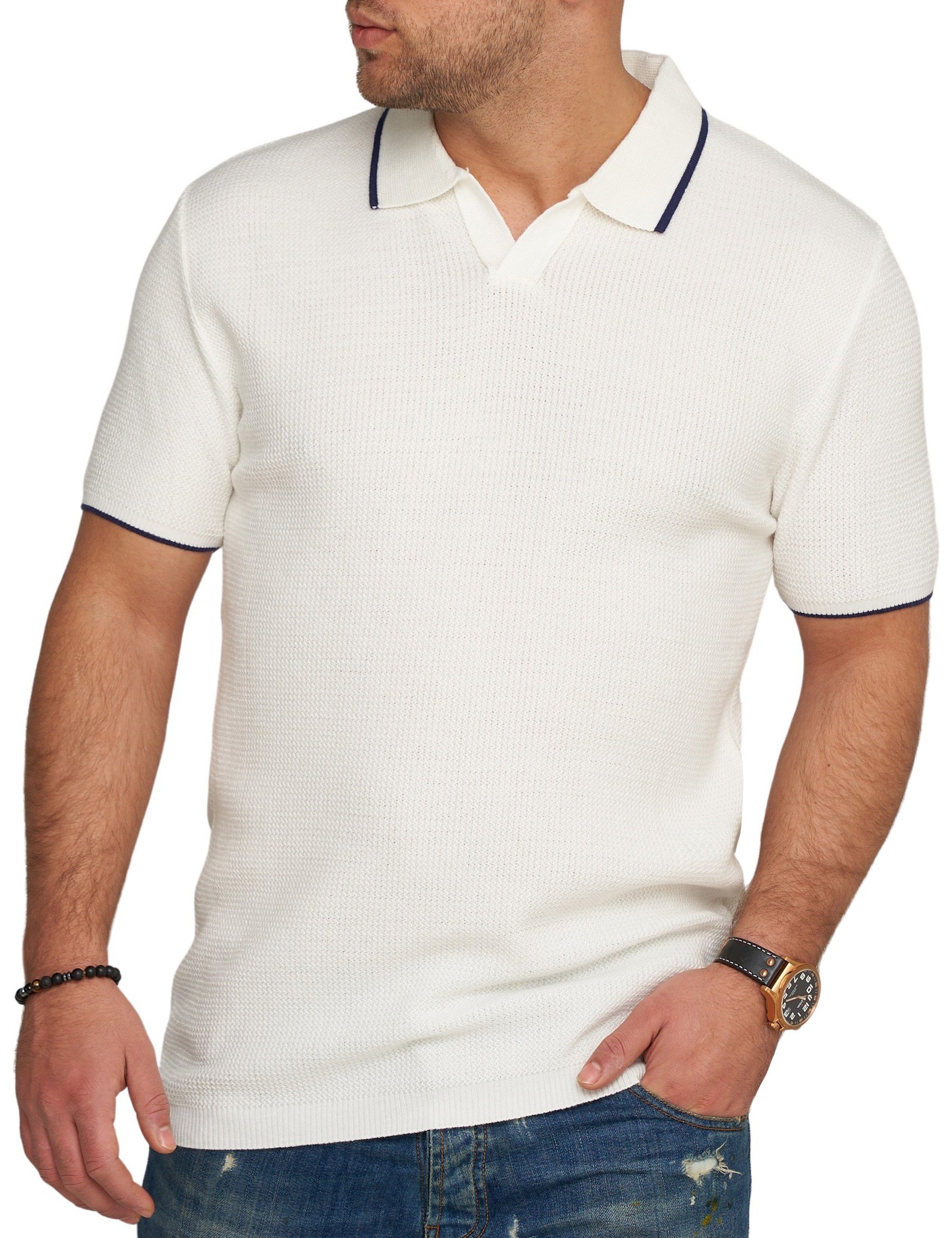 T-Shirt CRCANOAS Weiß Polo Poloshirt CARISMA Kurzarm Strick