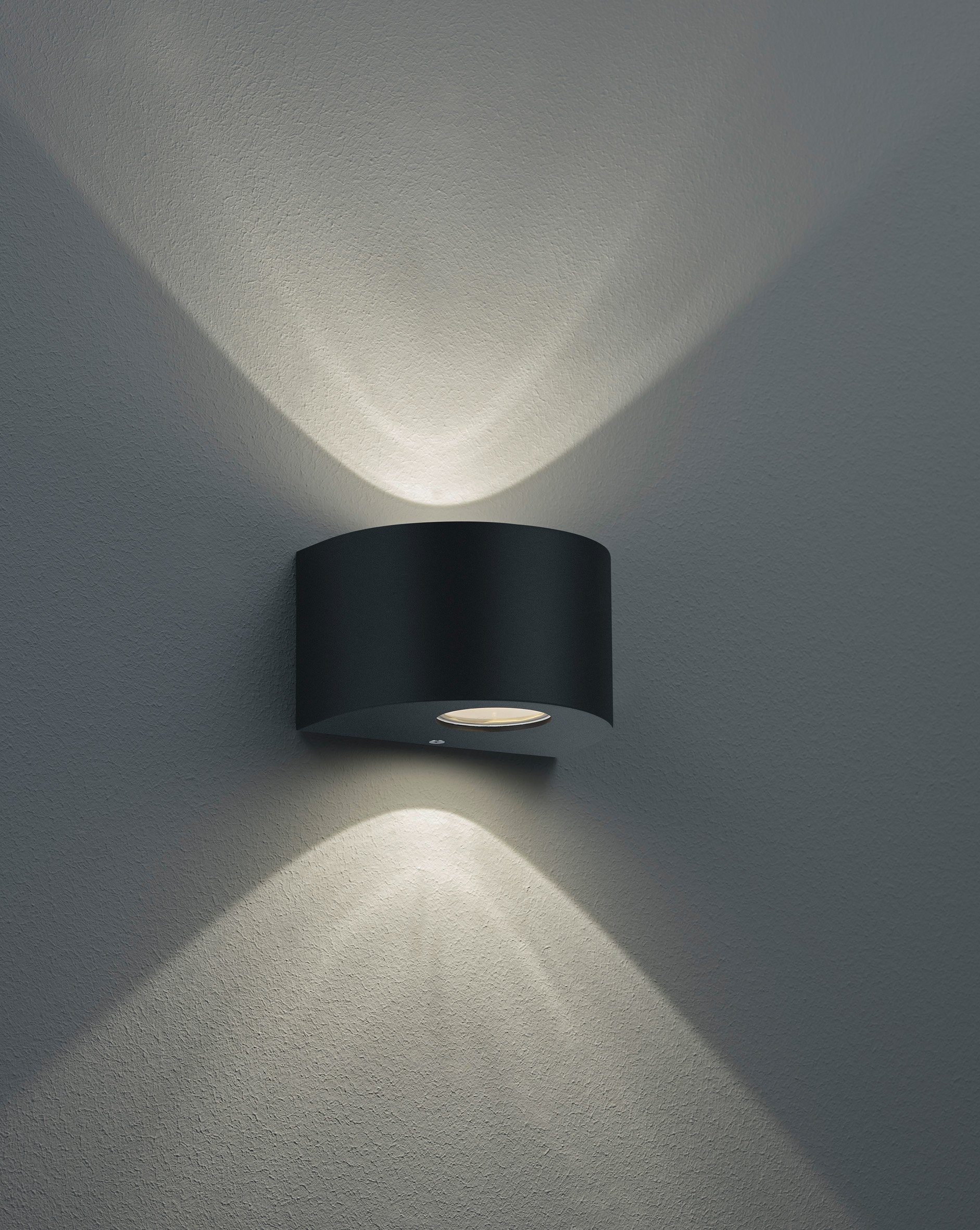 Reality Leuchten LED Außen-Wandleuchte Rosario, LED fest integriert, Warmweiß, Outdoor, Schwarz matt, Up and down Beleuchtung, IP44, warmweiß 3000 K