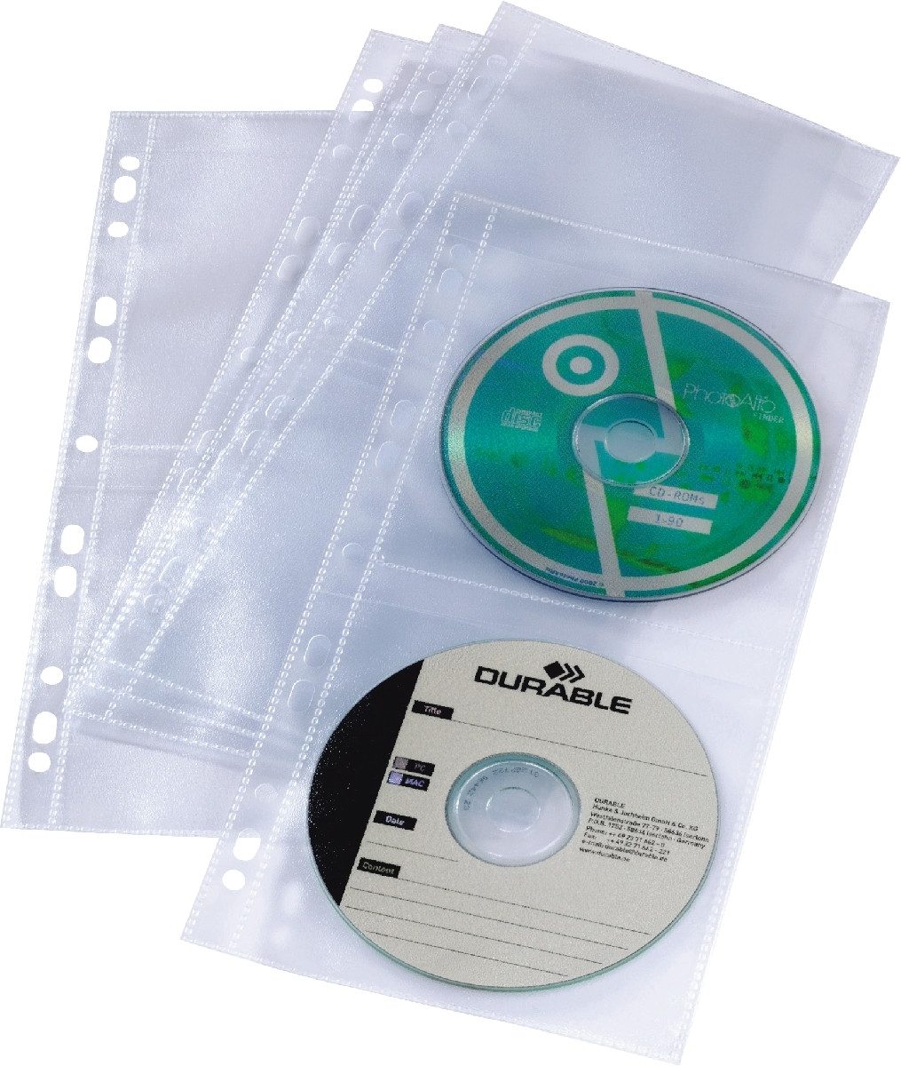 DURABLE Prospekthülle CD/DVD Cover light S für A4-Ablage mit Universallochung VE=5 Hüllen