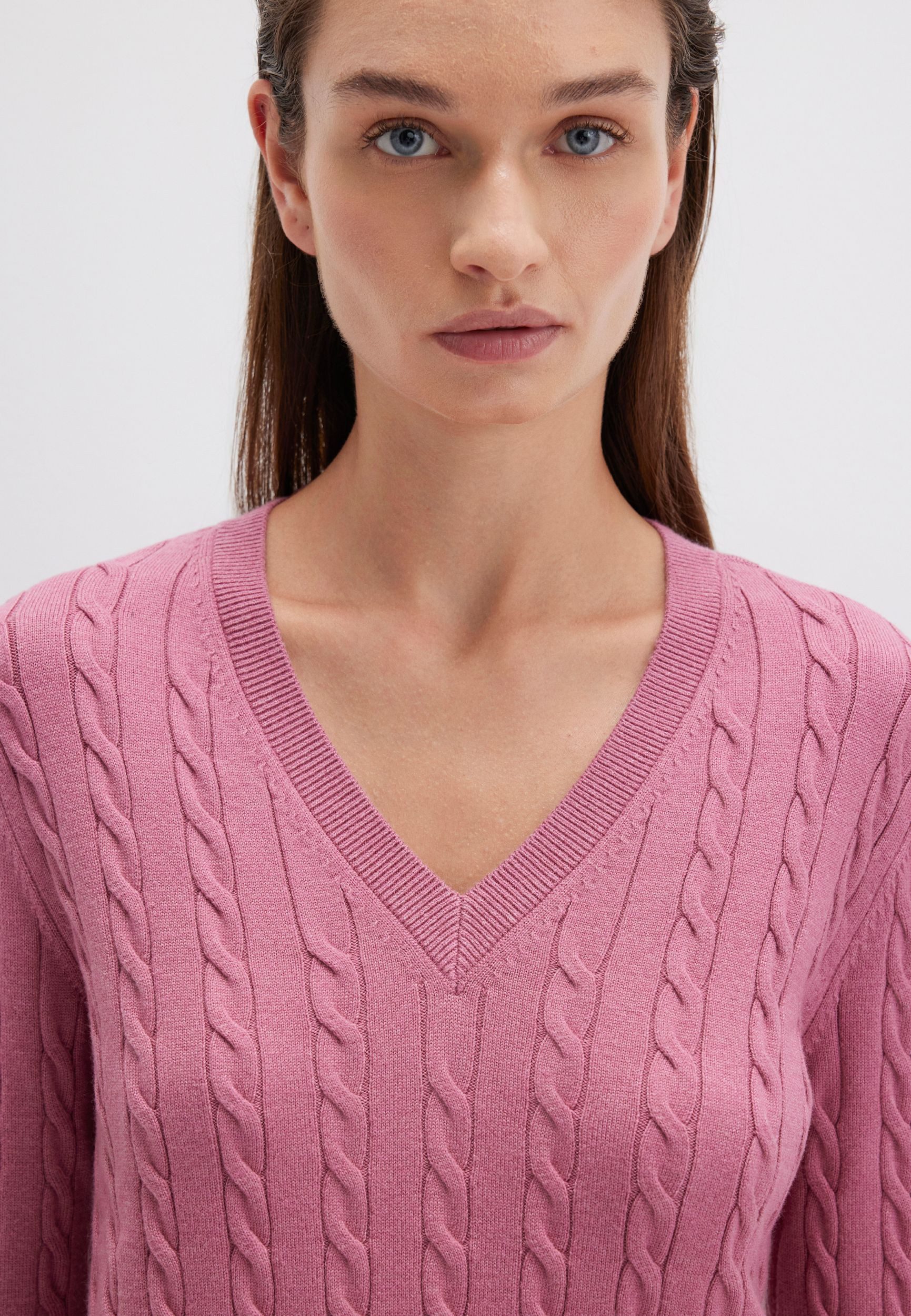 Mavi Strickpullover Eleganter Zopfstrick mit zeitlosem Design (1-tlg) V-NEC günstig online kaufen