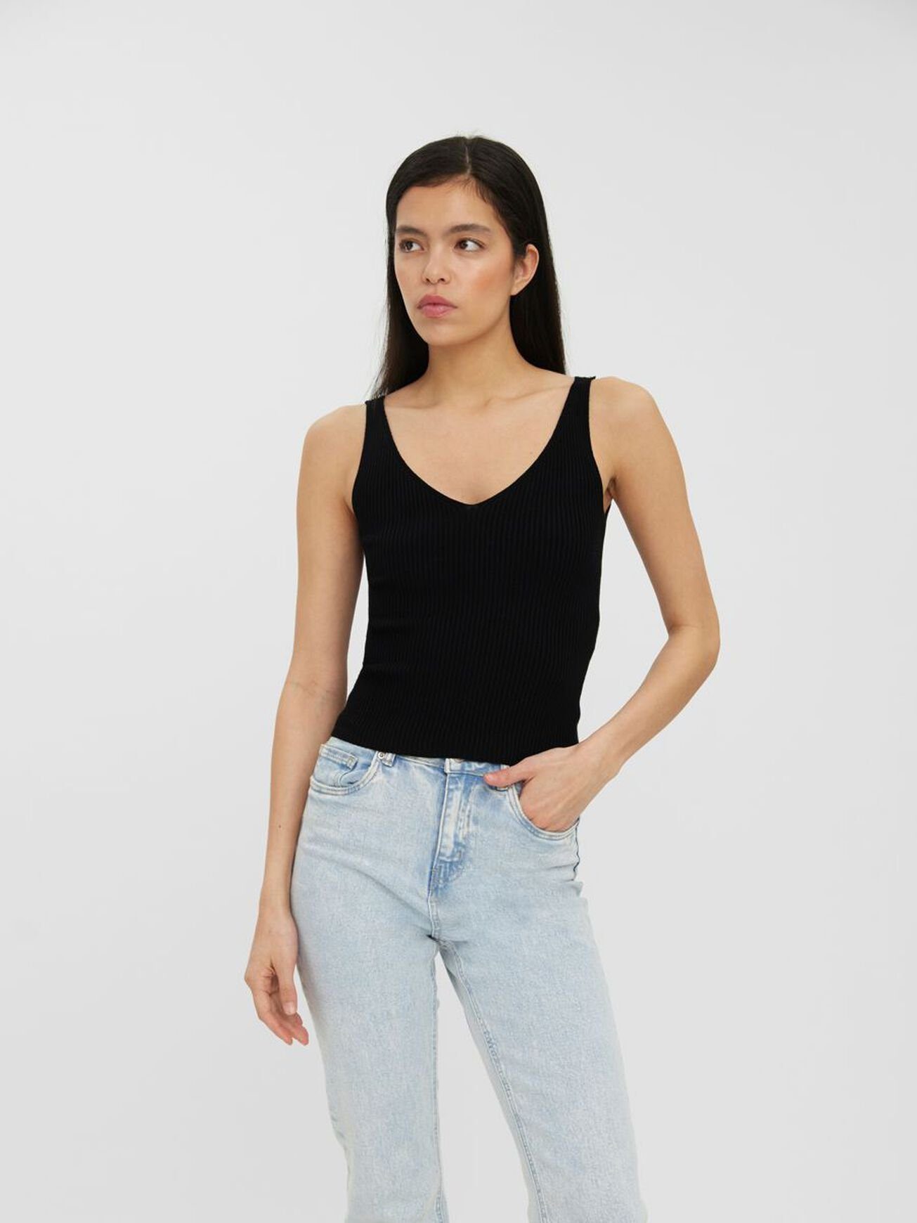 Vero Moda Shirttop Einfarbig Gerippt Struktur günstig online kaufen