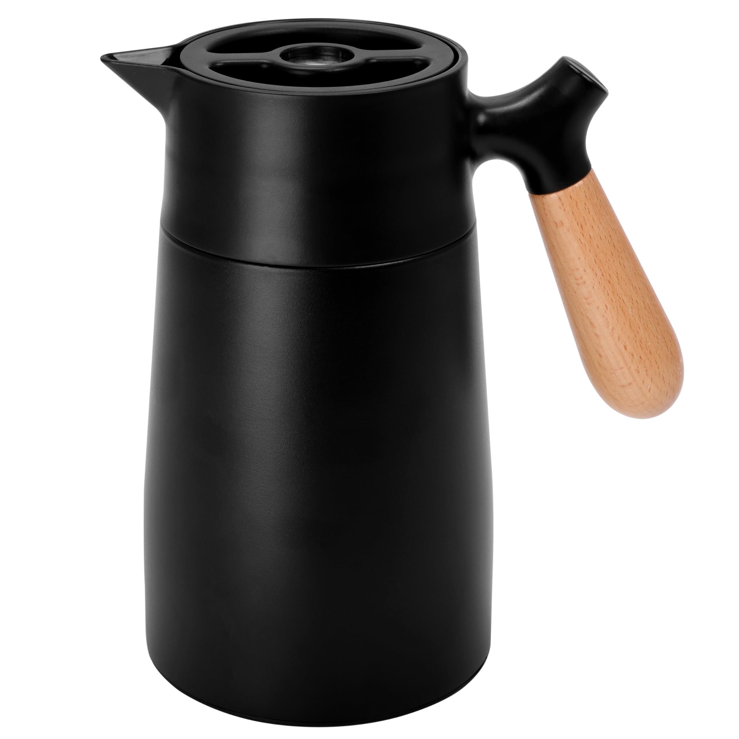 Belle Vous Dekoobjekt Belle Vous Kaffeekanne aus Edelstahl mit Holzgriff - 1.6L