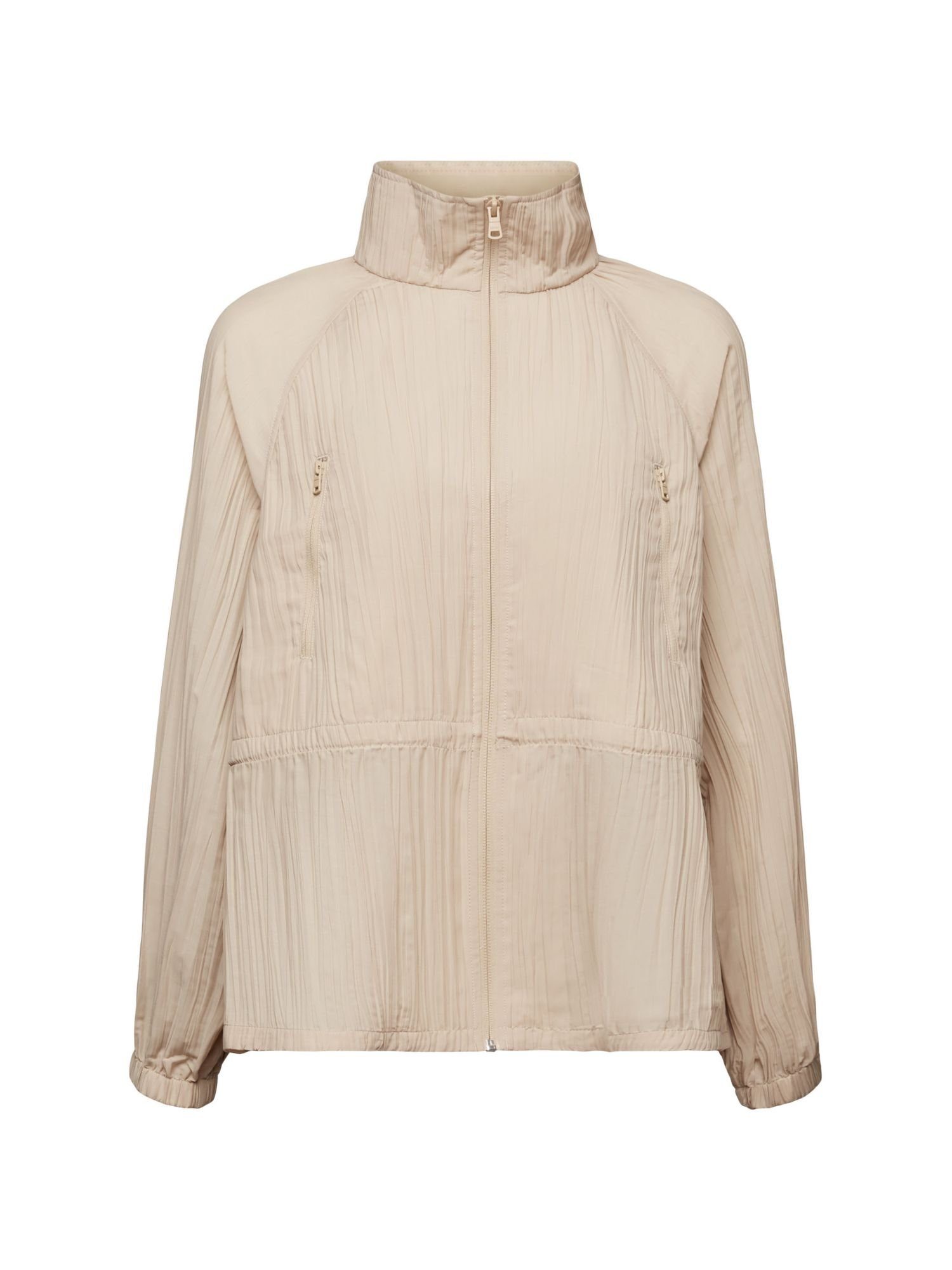 Blouson Esprit SAND Plissierte Jacke Stehkragen mit