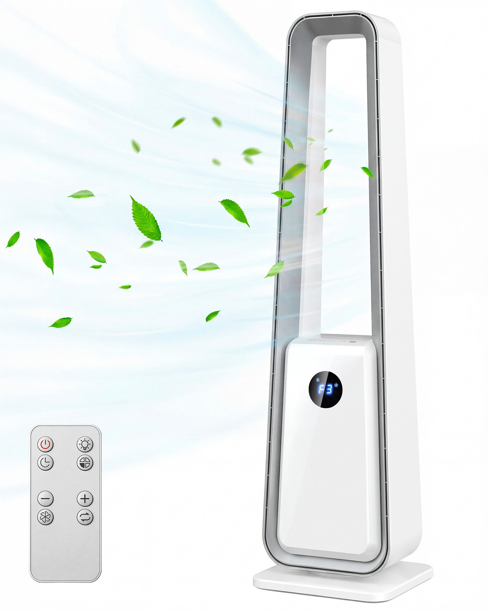 BBWL Standventilator Bladeless Standventilator mit 3 Windstärken& 12h Timer, 75° Schwenkbereich, leise & kindersicher, 90,5 cm Höhe