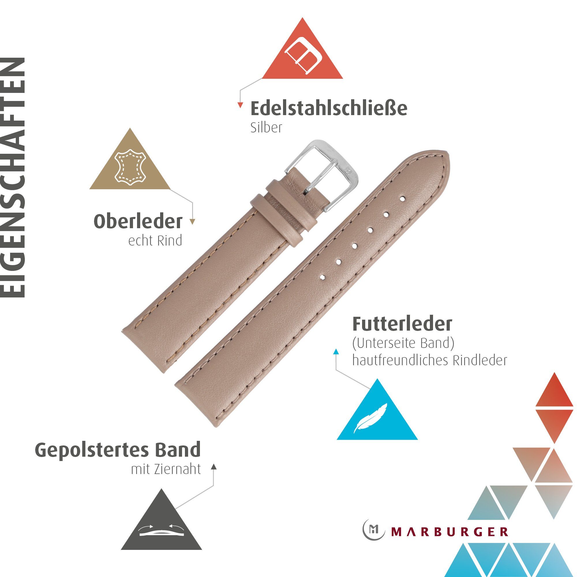 MARBURGER Uhrenarmband 14mm Leder günstig online kaufen