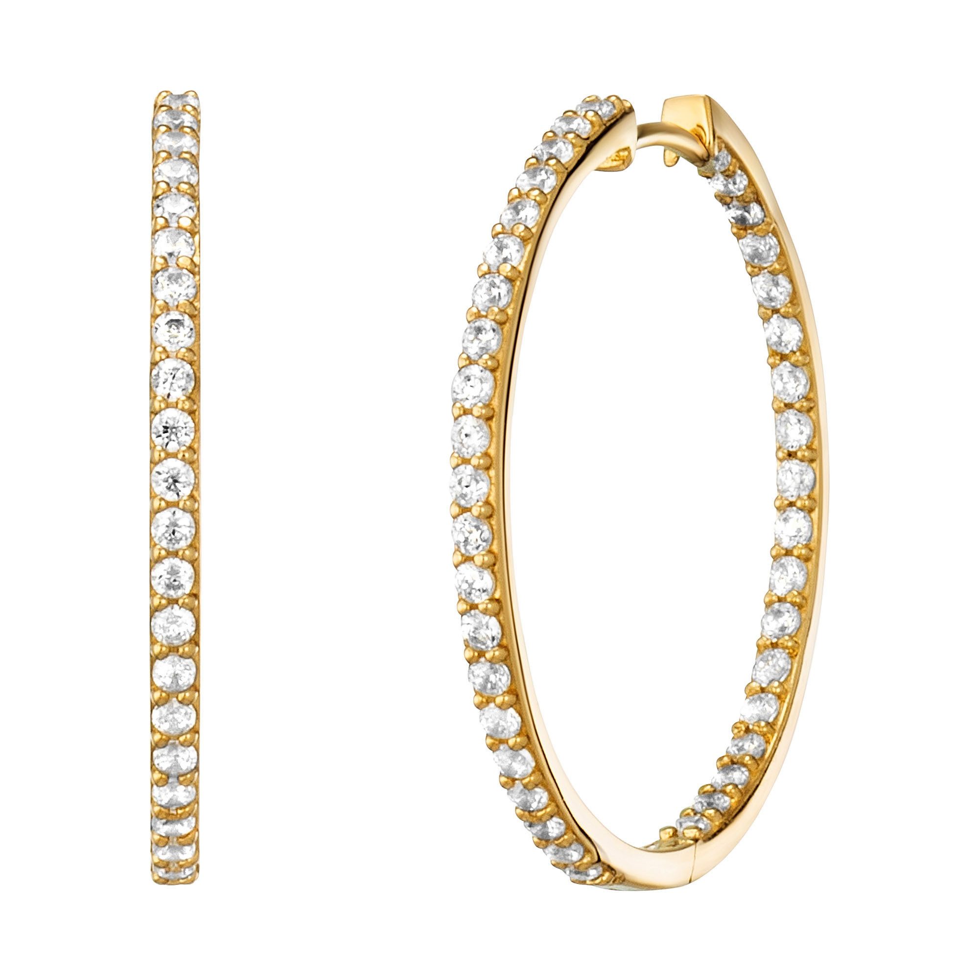 Julie Julsen Paar Creolen 925/- Sterling Silber vergoldet Zirkonia 30 mm