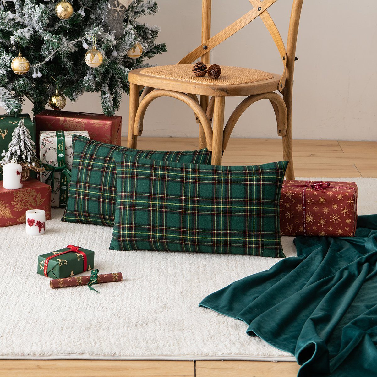 Rosnek Kissenbezug Weihnachten Kissenbezüge Xmas Check Throw Pillow Case So günstig online kaufen