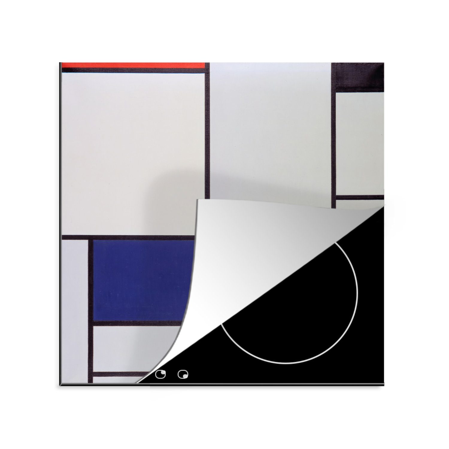 MuchoWow Herdblende-/Abdeckplatte Tableau I - Piet Mondrian, Vinyl, (1 tlg), 78x78 cm, Ceranfeldabdeckung, Arbeitsplatte für küche