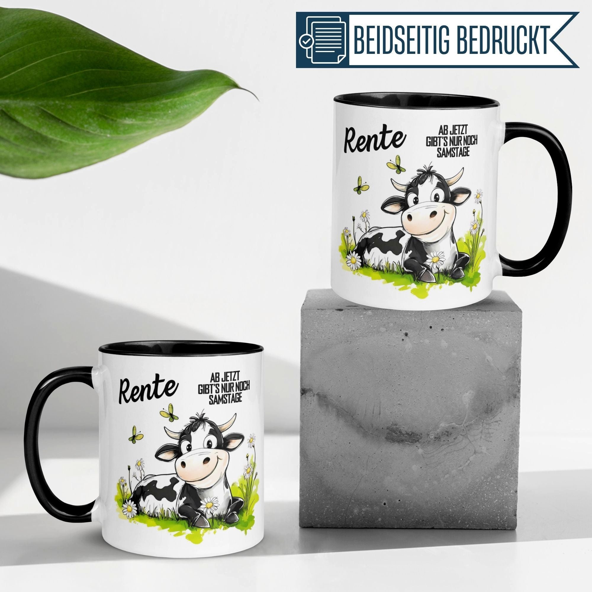 Momentals Tasse Rente – „Ab jetzt gibt’s nur noch Samstage“ – Geschenk Renteneintritt, Gratis Versand · Links-&Rechtshänder · Spülmaschinenfest