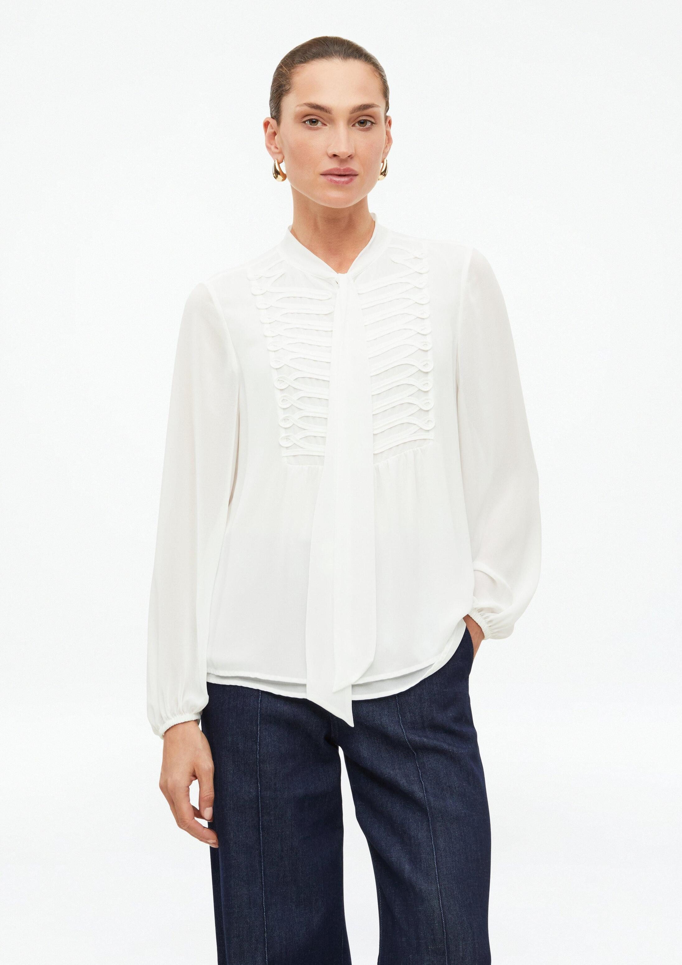 s.Oliver Langarmbluse Bluse Chiffonbluse mit Schluppe und Applikation