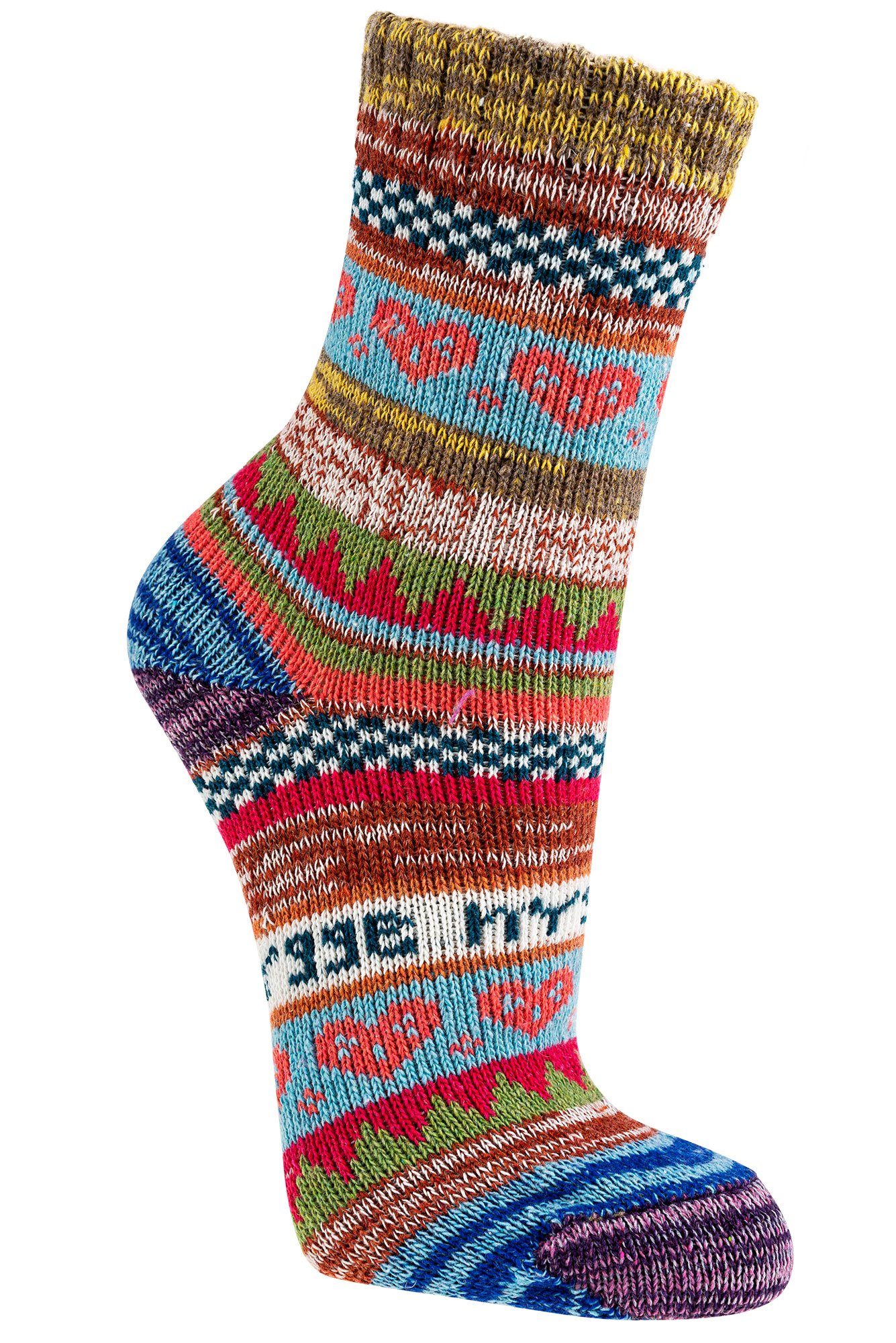 Bunte Wowerat Paar) Kinder Muster Muster Baumwolle Norwegersocken schönem Norweger (3 Hygge Hygge mit buntes Socken