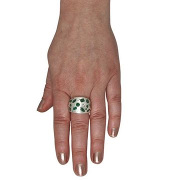 SKIELKA DESIGNSCHMUCK Silberring Smaragd Ring "Sternenhimmel" mit Diamanten (Sterling Silber 925) (1-tlg), hochwertige Goldschmiedearbeit aus Deutschland