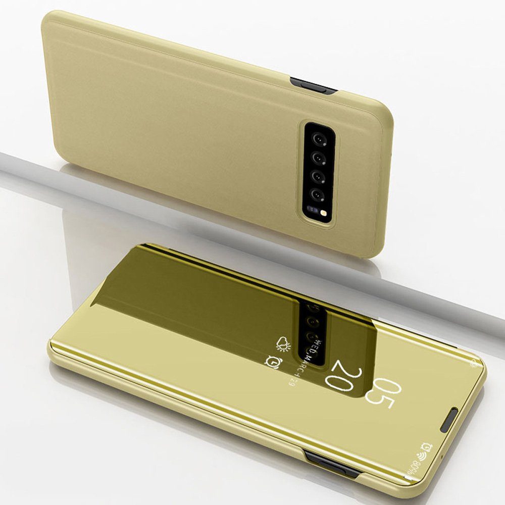 FITSU Handyhülle Spiegel Hülle für Samsung Galaxy S10 Plus Handytasche, Schlanke Klapphülle, elegantes Flipcase, Handyhülle mit Standfunktion