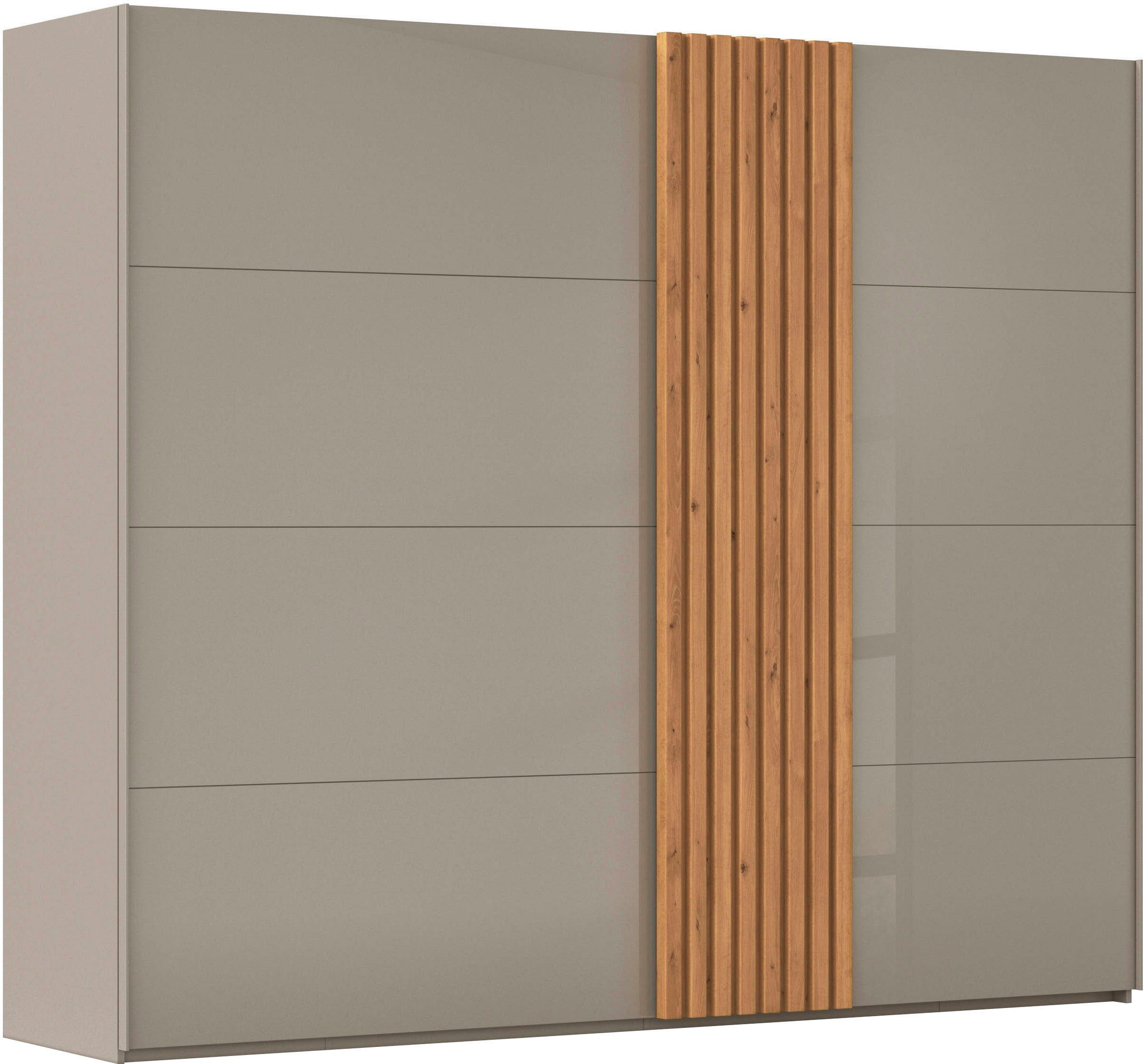 rauch Schwebetürenschrank Kleiderschrank Schrank Garderobe Wäscheschrank TEGIO mit hochwertigen Holzdekoraufleistung und Glasfront MADE IN GERMANY