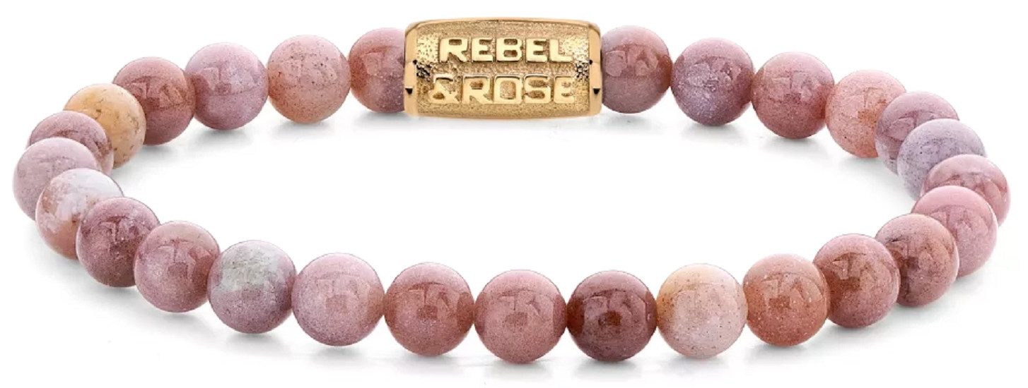 Rebel & Rose Armband Armband aus 6mm großen Rhodonit Edelsteinen mit Metallverschluss