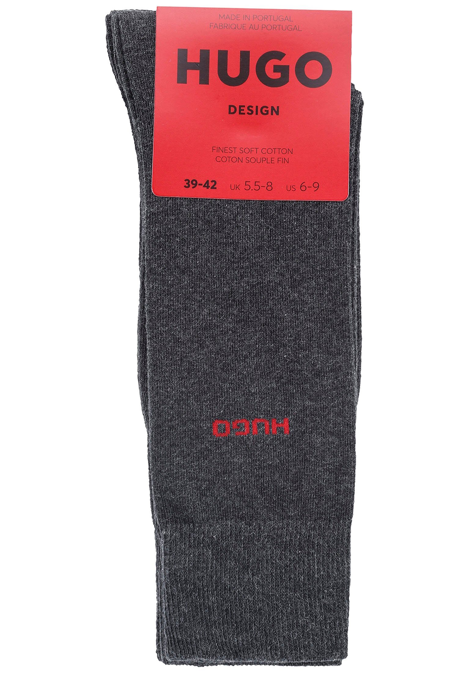 HUGO Businesssocken 2P RS UNI CC (Packung, 2-Paar, 2er Pack) mit kontrastfarbenem HUGO Logo-Schriftzug