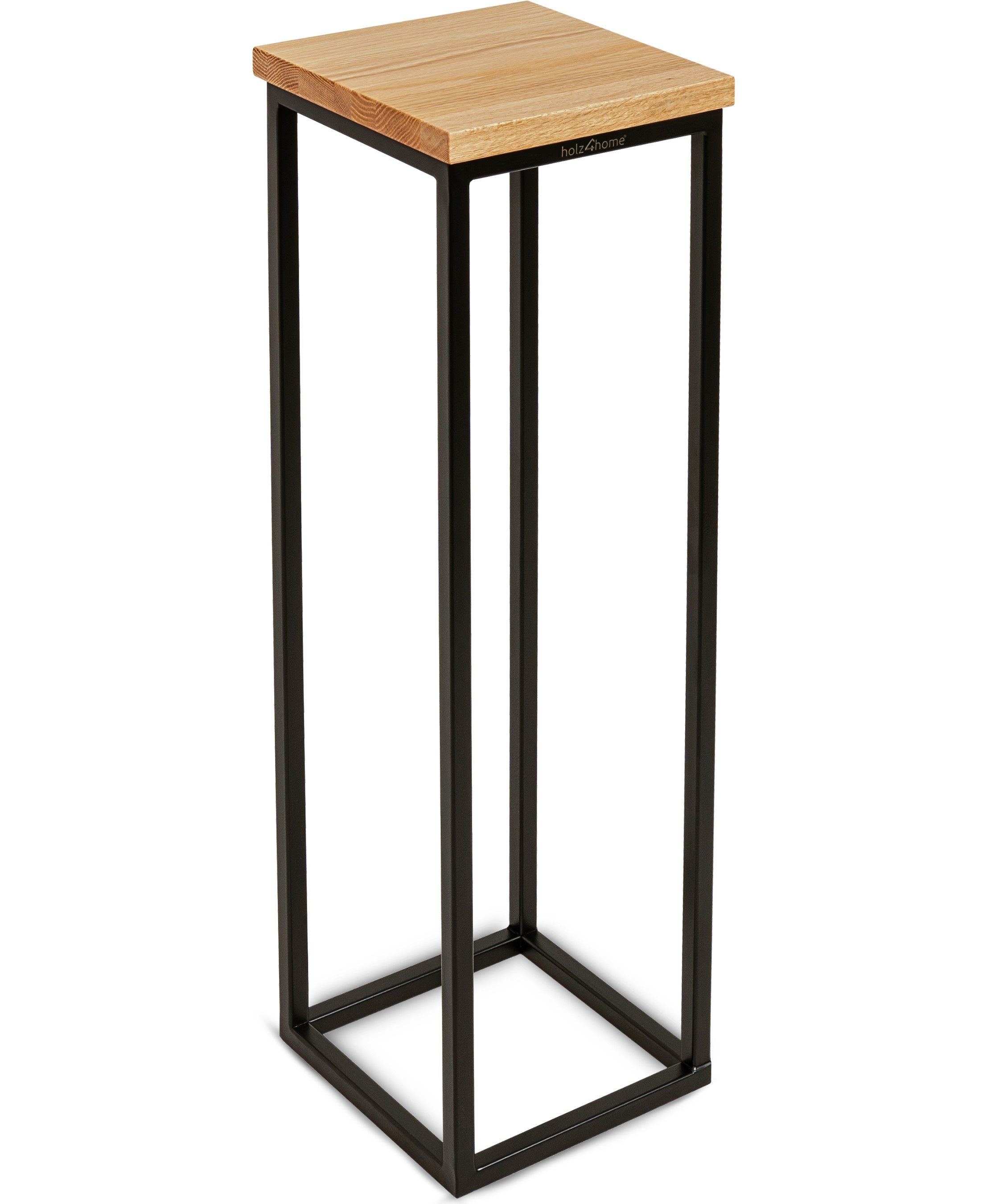 holz4home® Blumenständer Dekoständer aus Eichenholz Massiv Natur Geölt I Dekosäule Stahlrahmen
