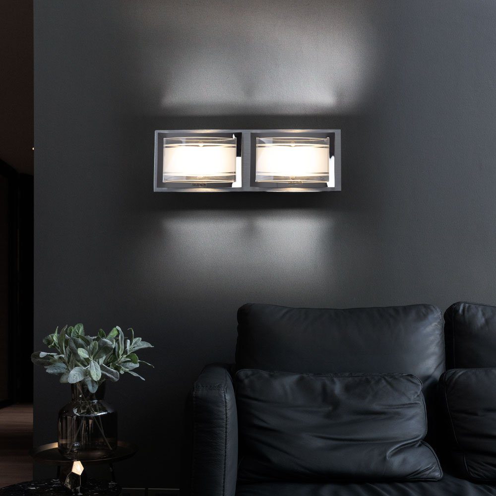 etc-shop LED Wandleuchte, LED-Leuchtmittel fest verbaut, Warmweiß, COB LED 10 Watt Wand Beleuchtung Glas satiniert Lampe Leuchte