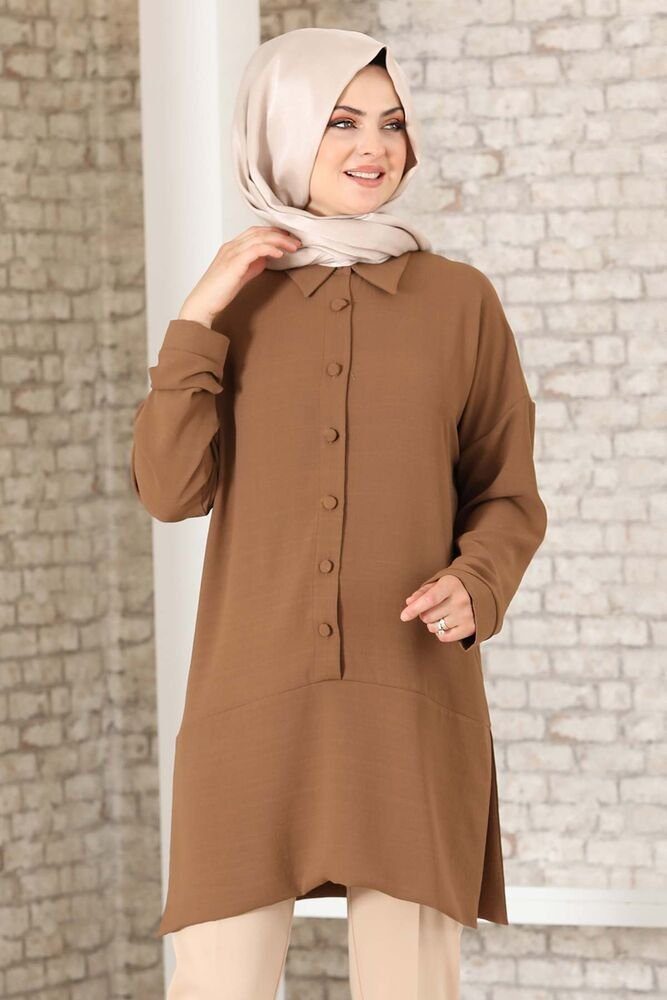 Modavitrini Longtunika Lockere Hijab-Tunika mit Knopfdetail günstig online kaufen