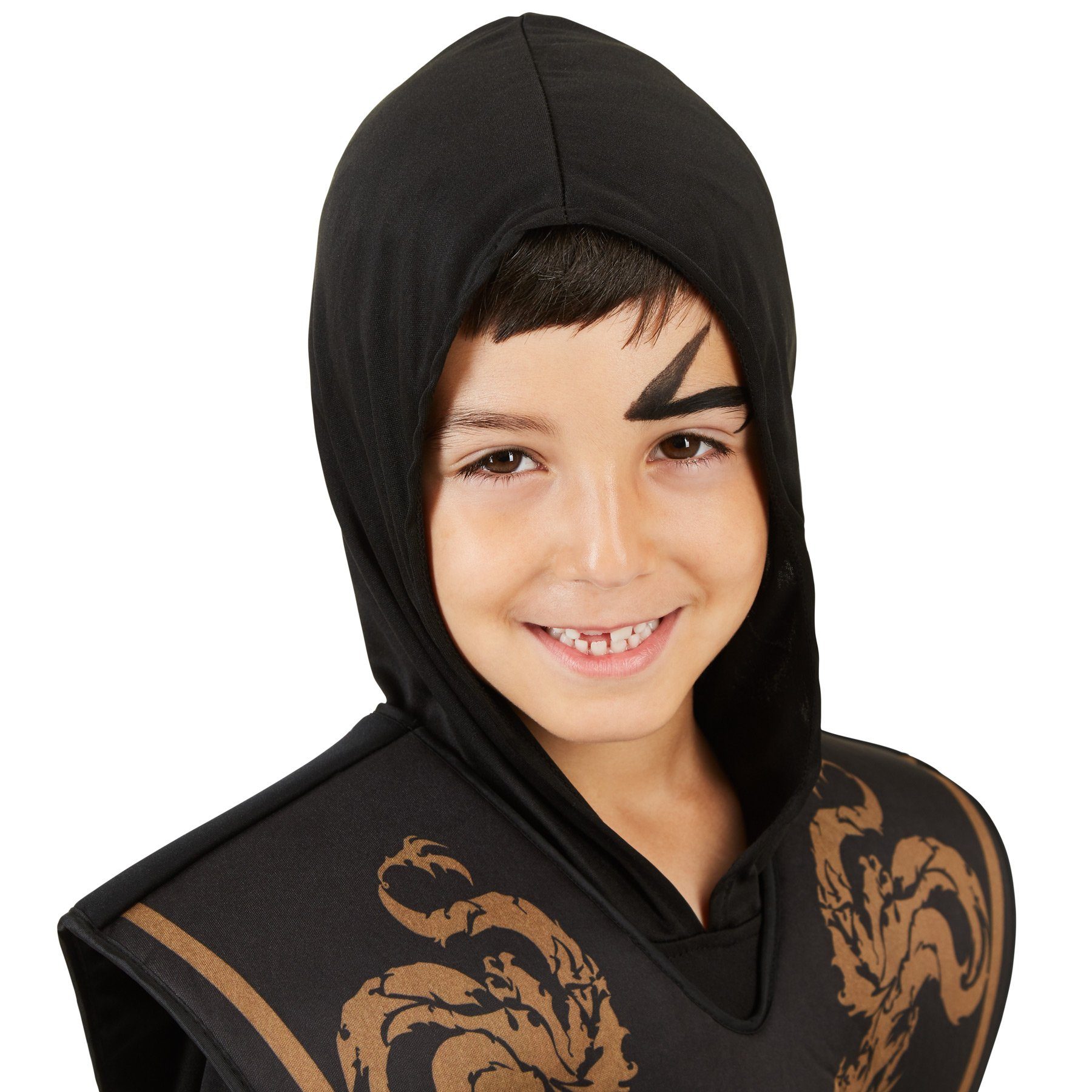 dressforfun Kostüm Schattenkrieger, auch Shinobi, in schwarz, Gr. 164 (13-14 Jahre), Kostüm aus Elastik-Jersey, Cooler Jumpsuit, Inkl. bedrucktem Überwurf