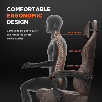 Ferghana Gaming Chair, Ergonomisch,Racing Gamer Sessel mit Fußstütze,Verstellbare Lendenkisse