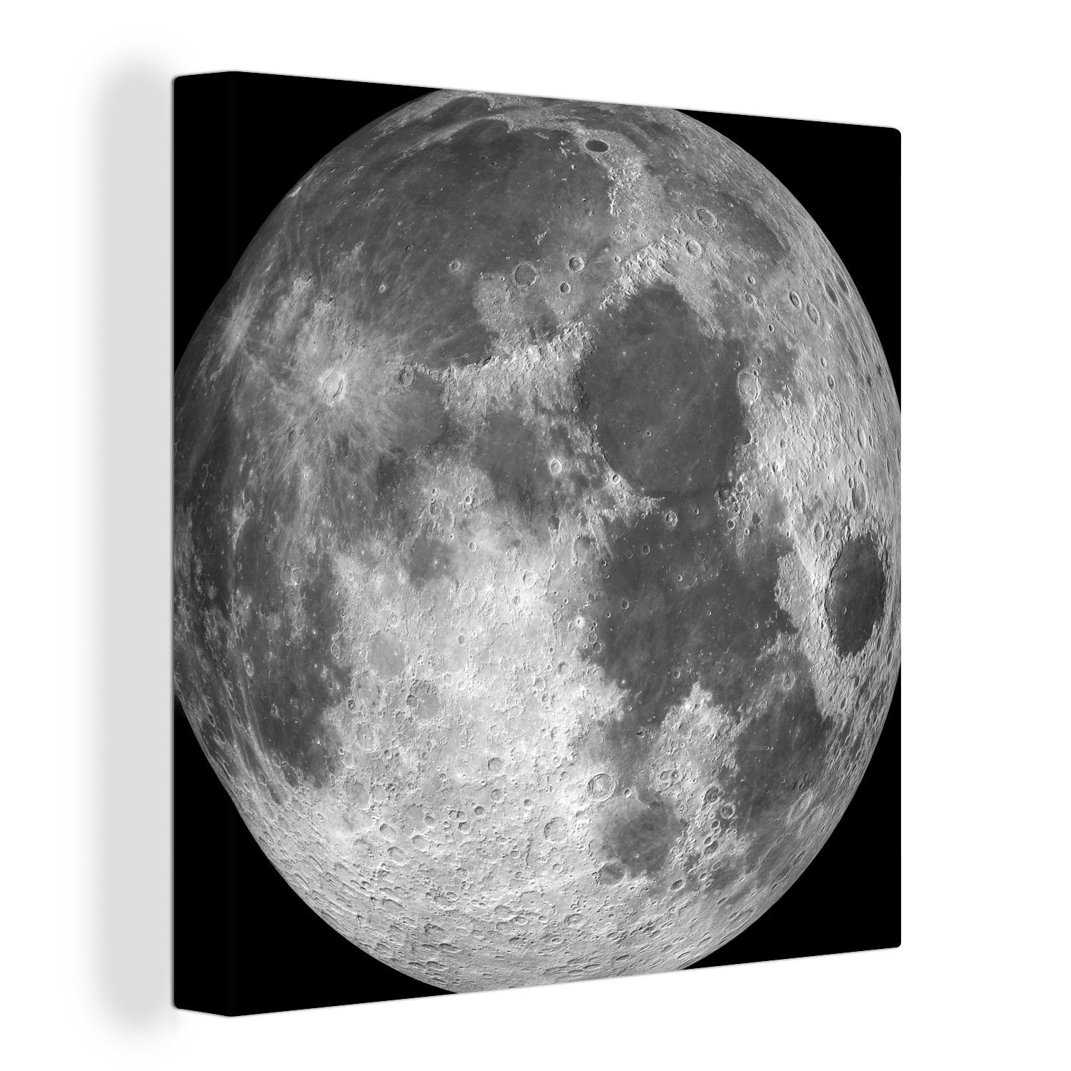 OneMillionCanvasses® Leinwandbild Weltraum - Mond - Nacht, (1 St), Leinwand Bilder für Wohnzimmer Schlafzimmer