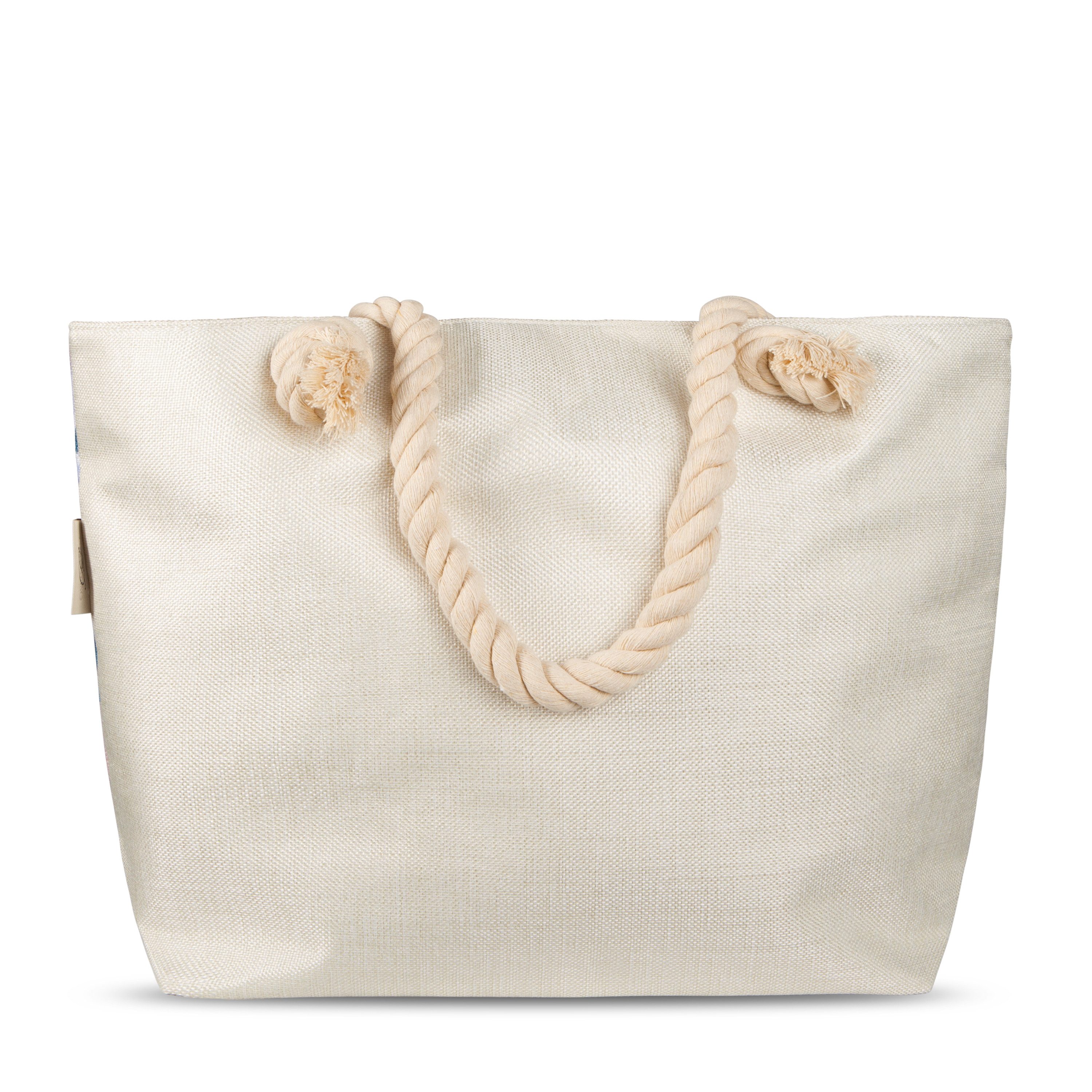 Descanso Freizeittasche Tasche 43x60 cm Gewebtes Polyester Mae Blumen natur (Spar-Set, 1-tlg., Set), 1 x Tasche Descanso 43x60 cm natur