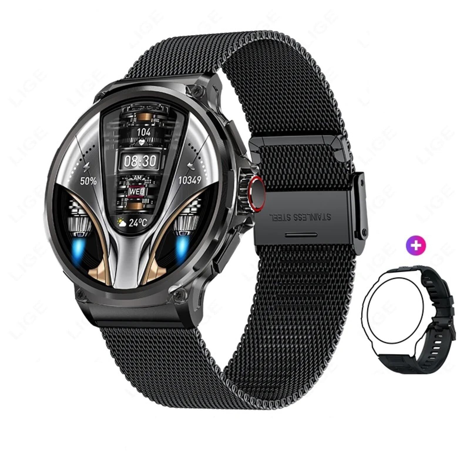 HS Smartwatch Herren großer Bildschirm, Fitness-Tracker IP68 wasserdichte Smartwatch