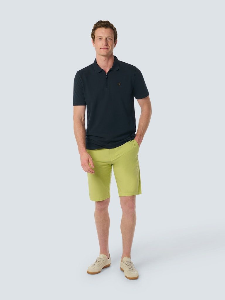 NO EXCESS T-Shirt Polo Zip Pique Garment Dyed Stretch NIGHT