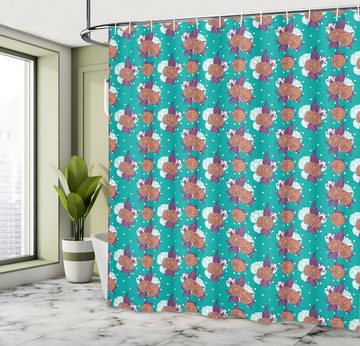 Abakuhaus Duschvorhang Moderner Digitaldruck mit 12 Haken auf Stoff Wasser Resistent Breite 175 cm, Höhe 180 cm, Blume Peony Bouquet Celebration