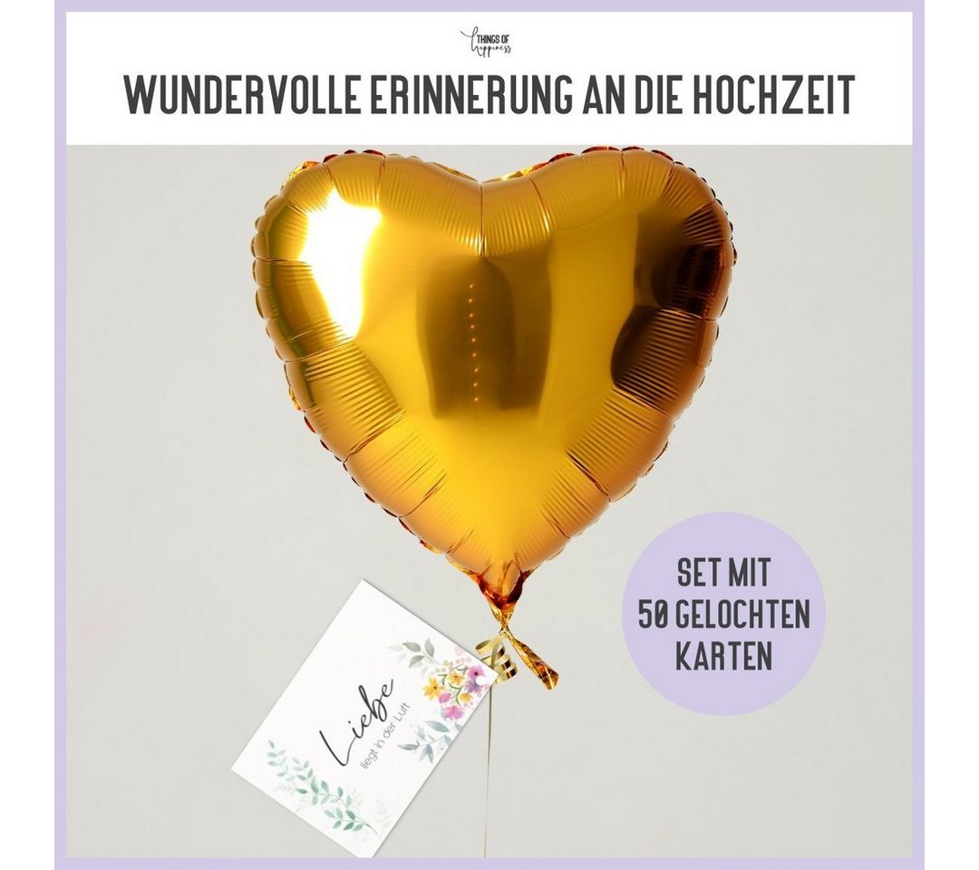 Thumbnail - Things of Happiness Grußkarten 50 Stück Ballonkarten Hochzeit, Ballonflugkarten als Hochzeitsspiel, im Boho Stil, Postka...