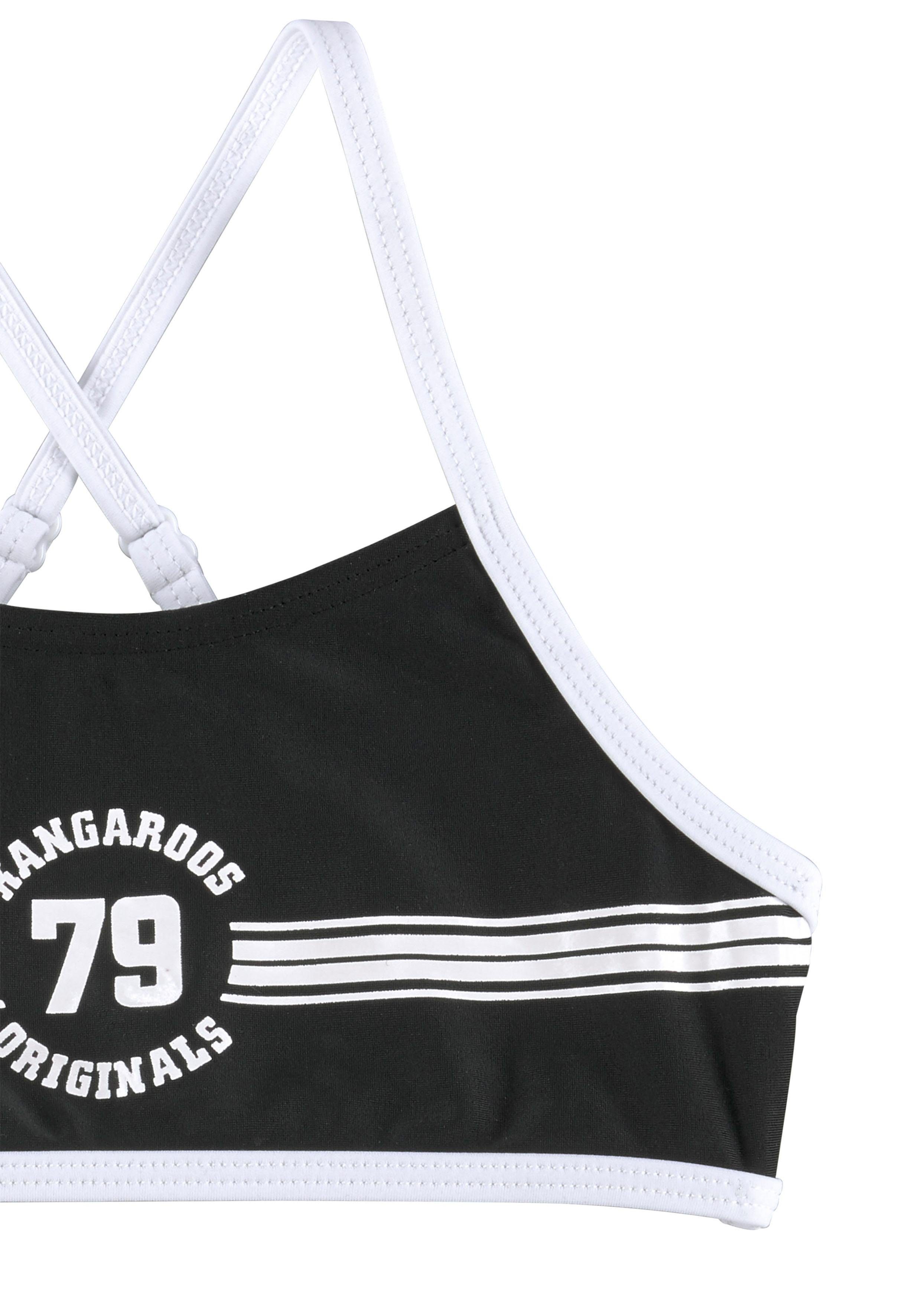 schwarz KangaROOS Bustier-Bikini Sporty sportlichem Frontdruck mit