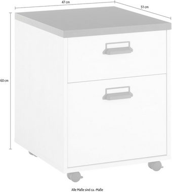 Home affaire Rollcontainer SHERWOOD, mit Apothekergriffen aus Metall, Breite 47 cm, Soft-Close-Funktion