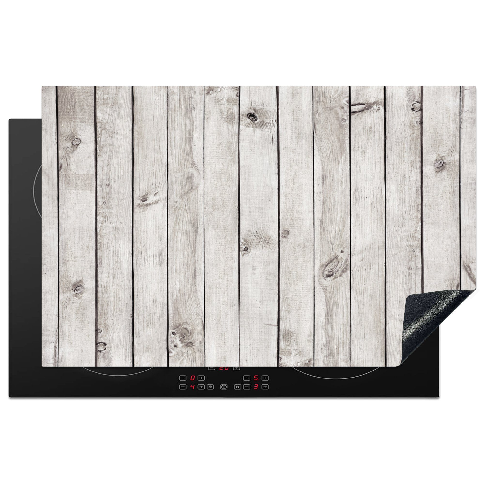 MuchoWow Herdblende-/Abdeckplatte Regal - Birke - Boden - Baum, Vinyl, (1 tlg), 81x52 cm, Induktionskochfeld Schutz für die küche, Ceranfeldabdeckung