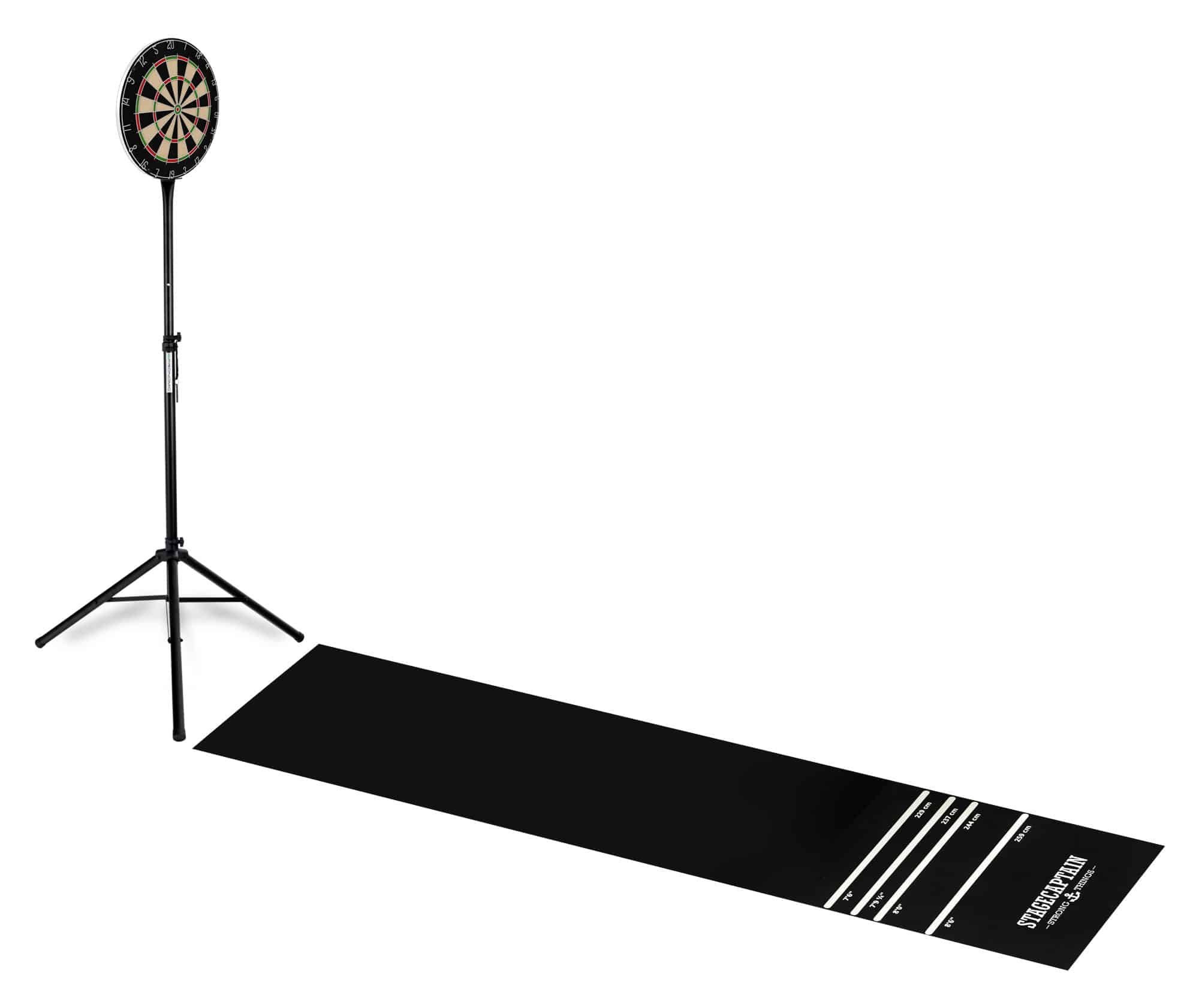 Stagecaptain Dartmatte DM-300 Dart-Bodenschutzmatte mit Oche (Dartteppich, 1-St., mit Abstandsmarkierungen), aufgedruckten Abwurflinien, Rutschfest, Länge: 3m