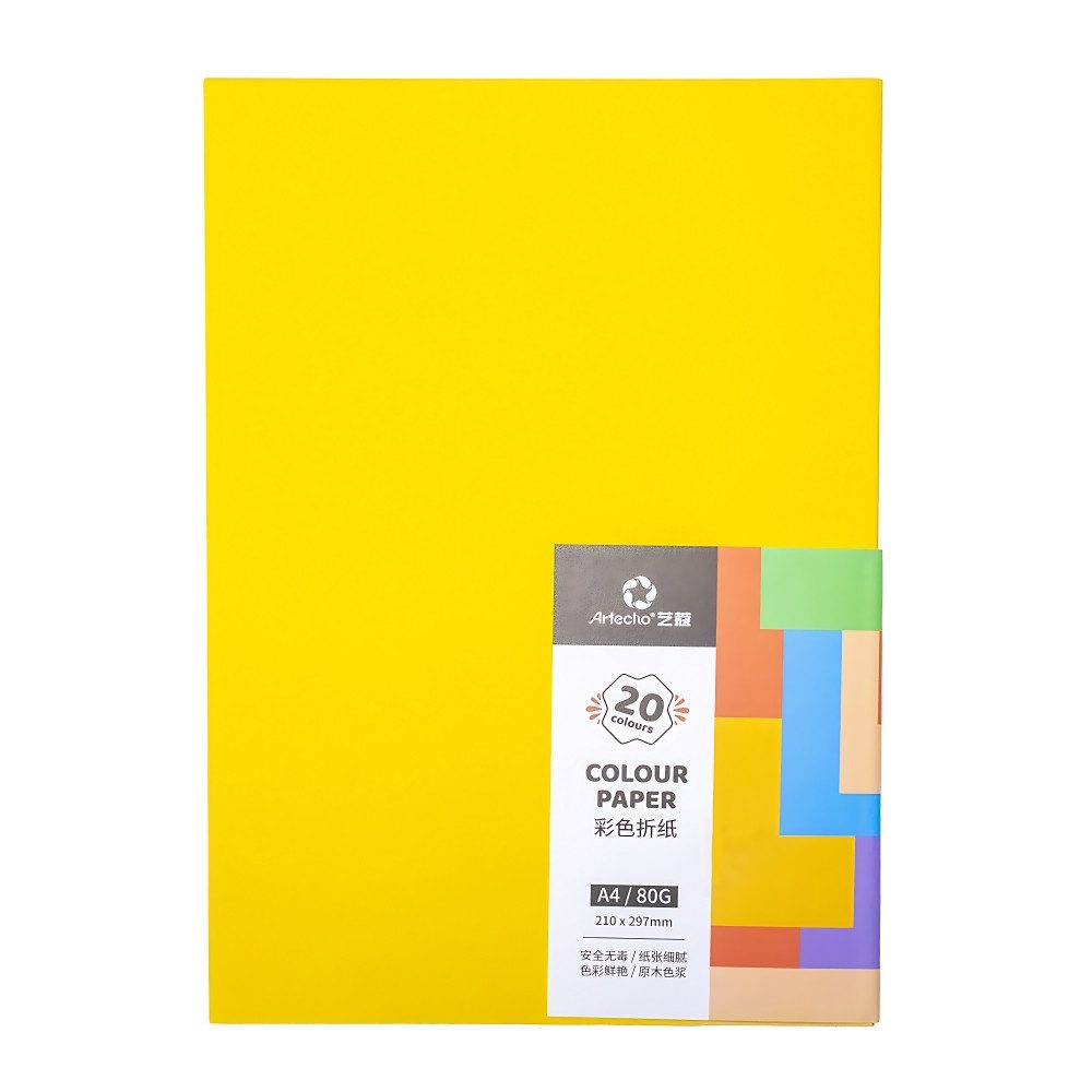 Artecho Bastelkartonpapier Bastelpapier – 100 Blatt, 20 Farben, A4, 80g/m², Papier zum Basteln, Falten, Schneiden, Origami, DIY & Dekoration