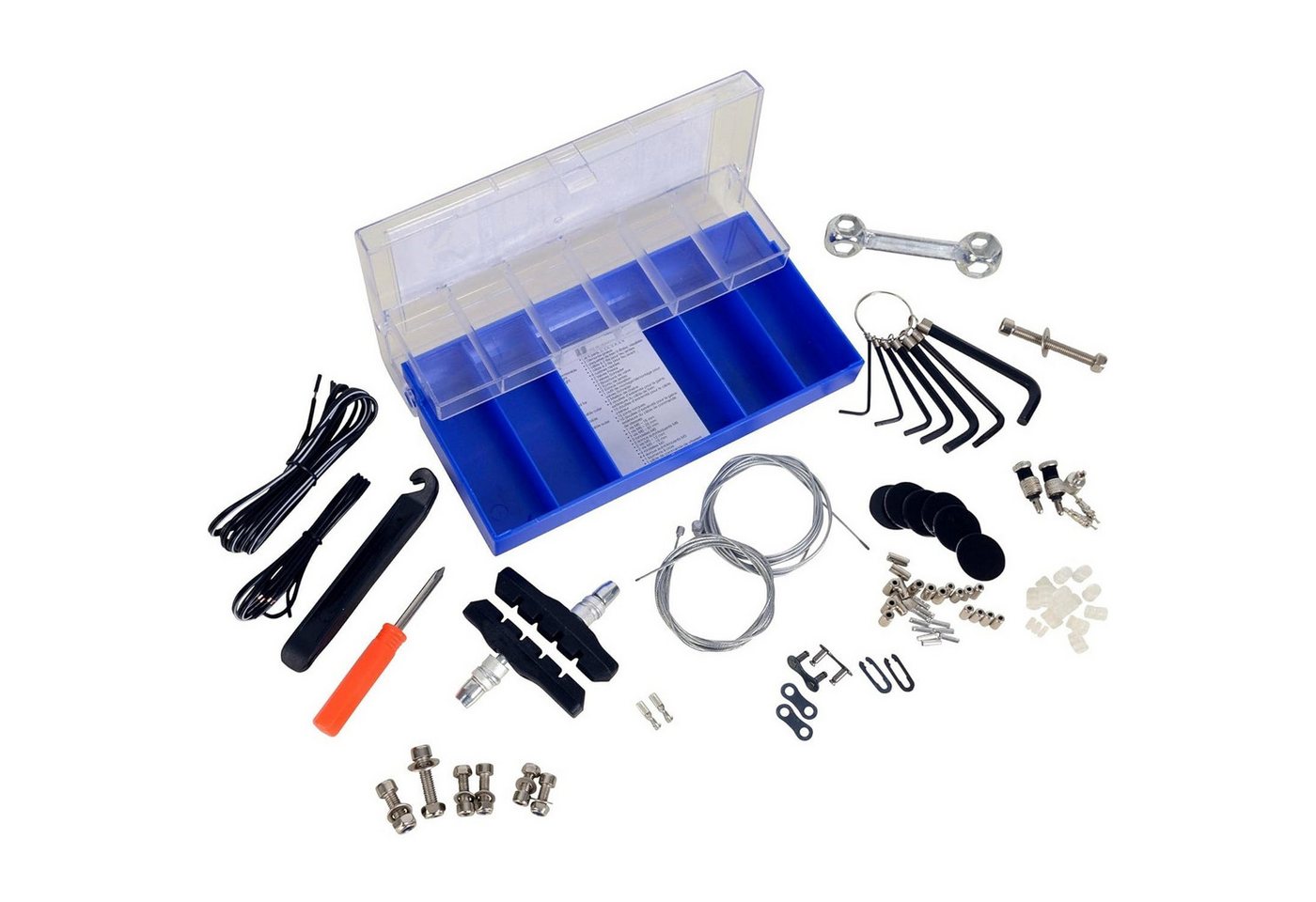 FISCHER Fahrrad Fahrrad-Reparaturset Fahrrad Reparatur-Set 100-teilig Pannen-Set, auch für E-Bike eBike MTB Werkzeug Ersatzteile Teile