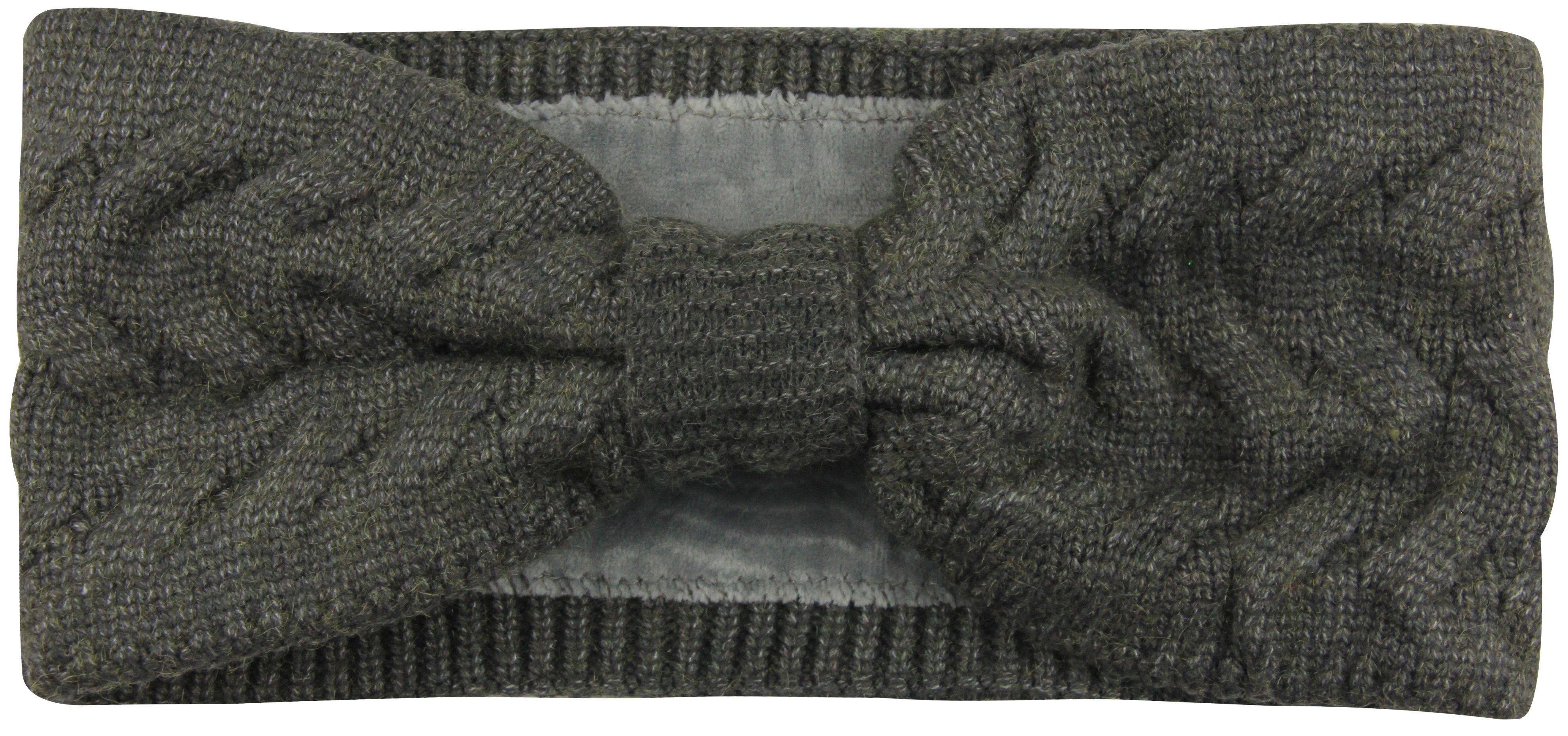 Frentree Stirnband gefüttertes Damen Strick Haarband, Mädchen Ohrenwärmer mit Schleife, warmes Fleece Innenfutter