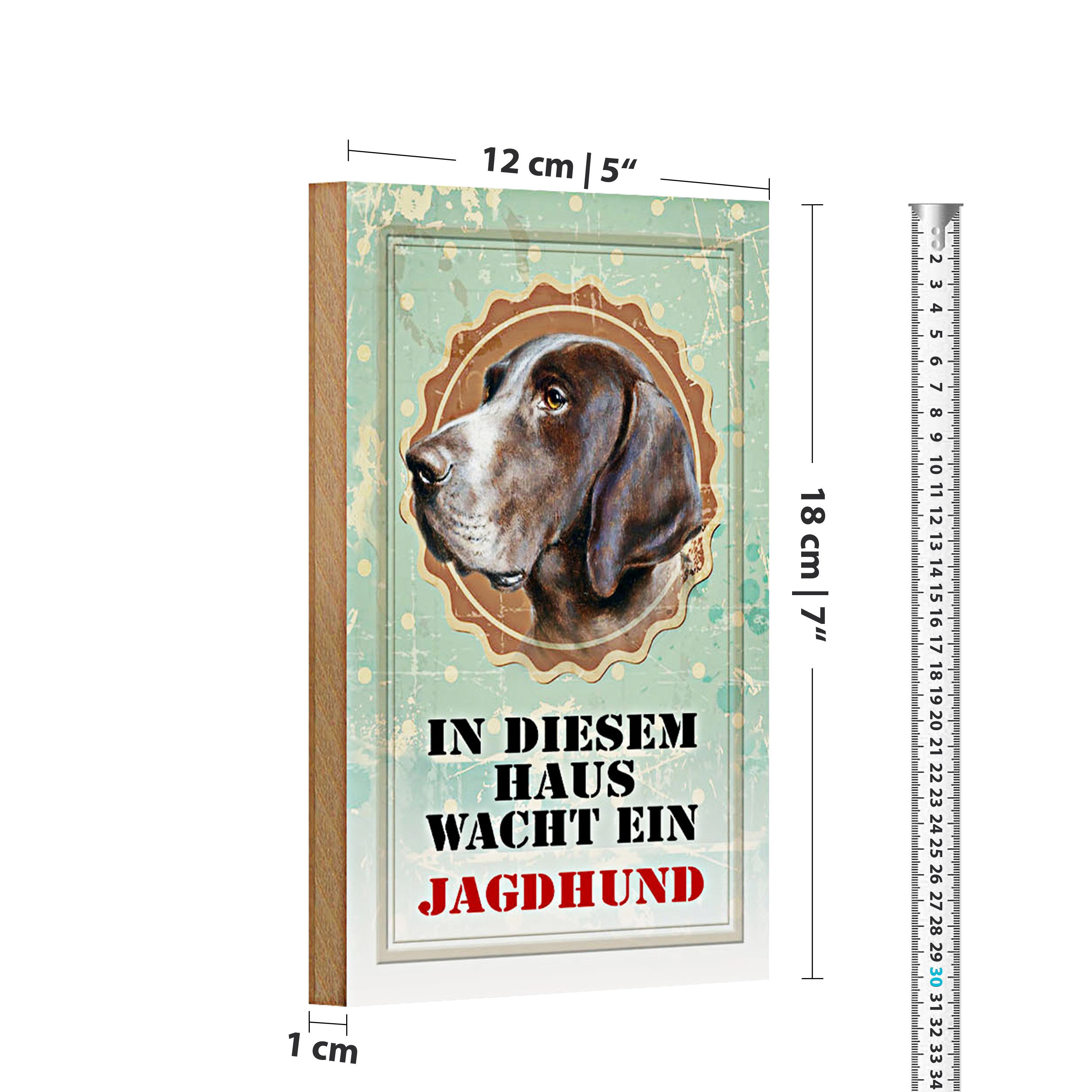 Roomando Holzbild Hund 12x18cm in diesem Haus wacht ein Jagdhund