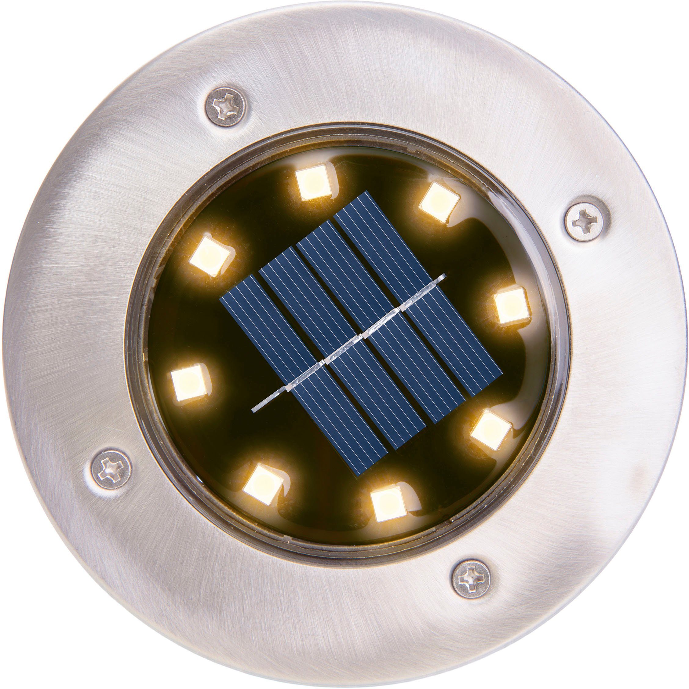 incl. LED´s; Gartenleuchte total LED 3er-Set 4lm integriert, Warmweiß, näve 8 LED 0,6W fest Solar-Boden-Erdspieß,je Kian, LED
