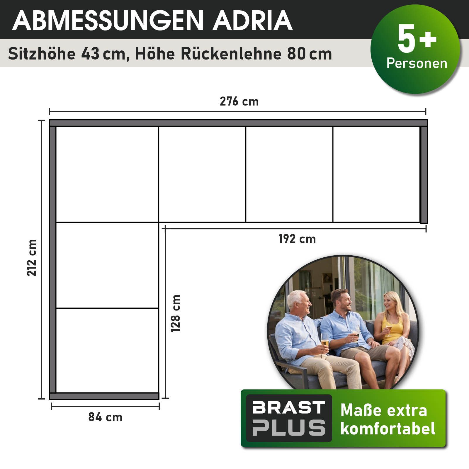 BRAST Gartenlounge-Set Aluminium Adria, viele Varianten & Module, (Loungemöbel Essgruppe Gartenmöbel, bis zu 5 Personen, Sofa Sessel Tisch), Ecksofa-Lounge