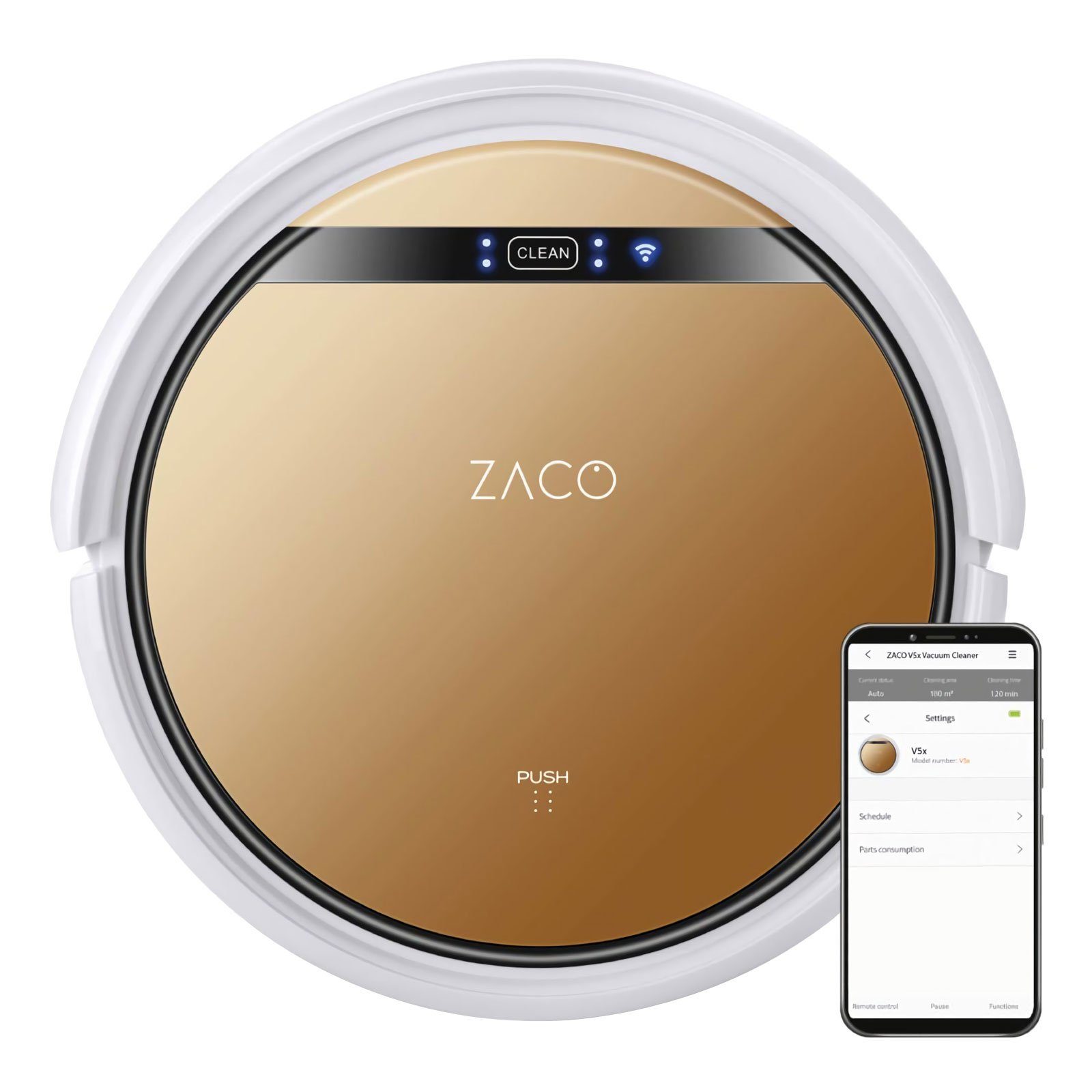 ZACO Saugroboter V5x Saug- und Wischroboter, 22 W, SmartHome fähig, Wischmodul 300ml & Microfasertuch