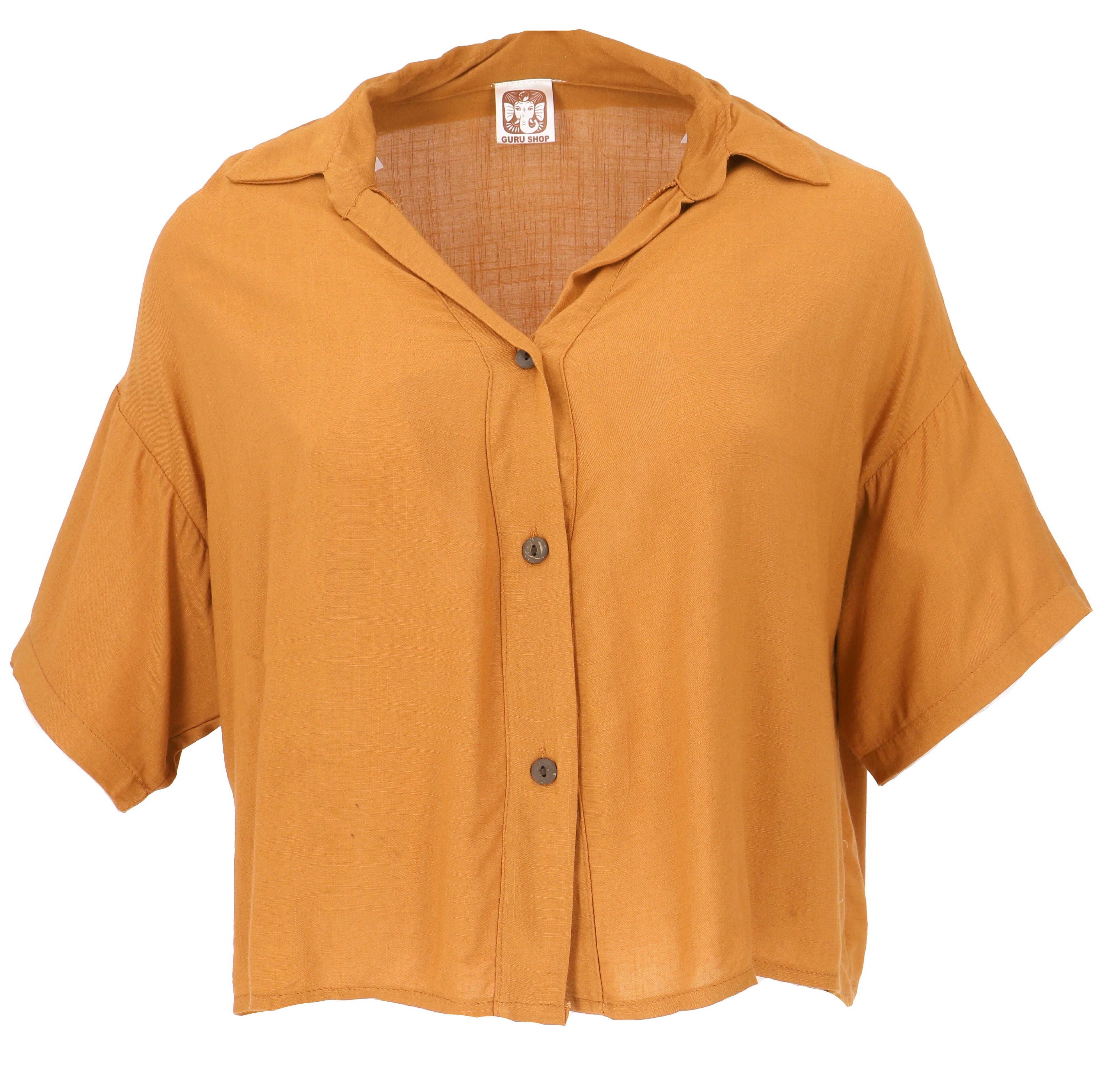 Guru-Shop Longbluse Boho Blusentop, Basic Kurzarmbluse, günstig online kaufen