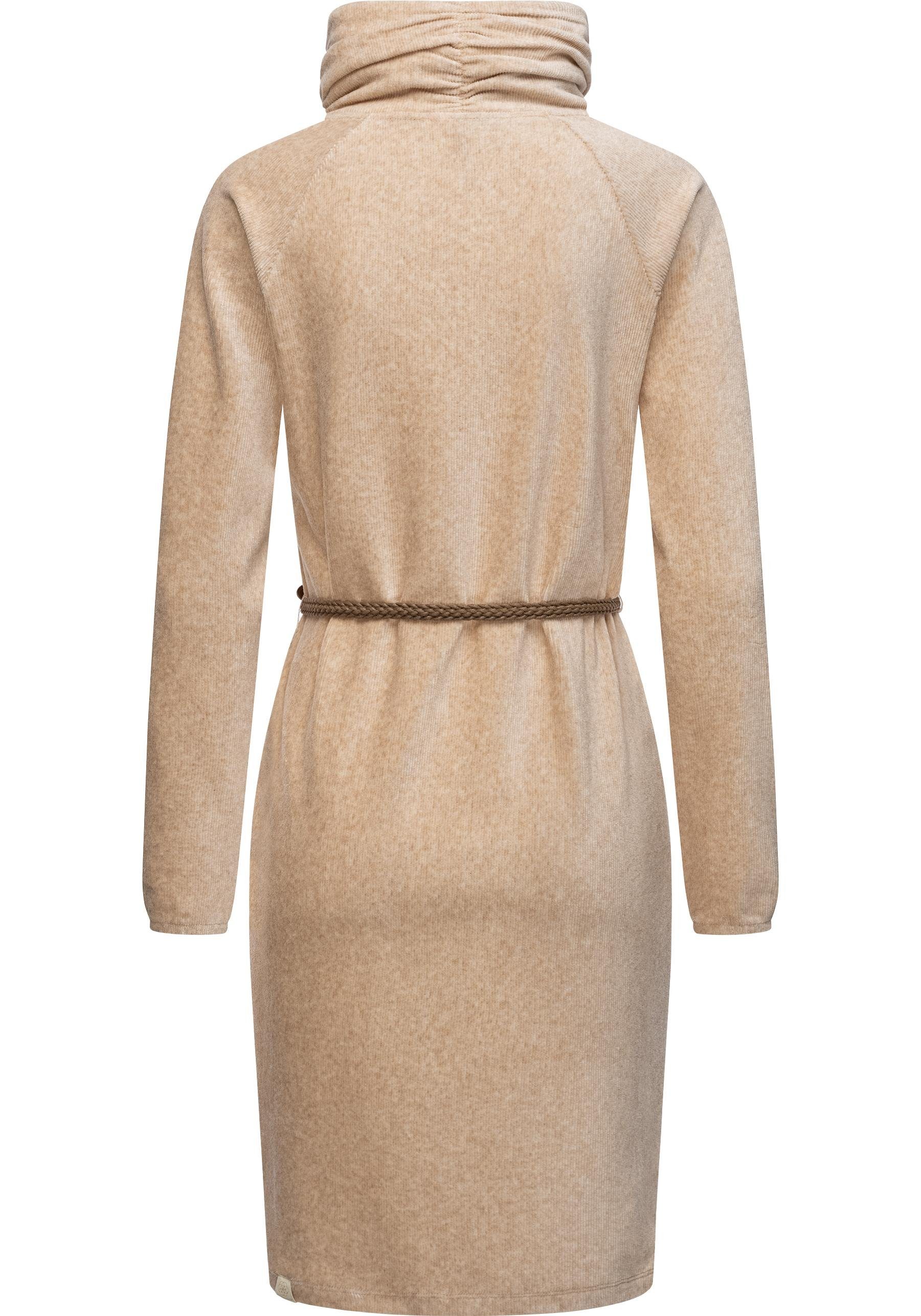 Ragwear Sweatkleid Belita warmes Cord-Kleid mit breitem Schlauchkragen