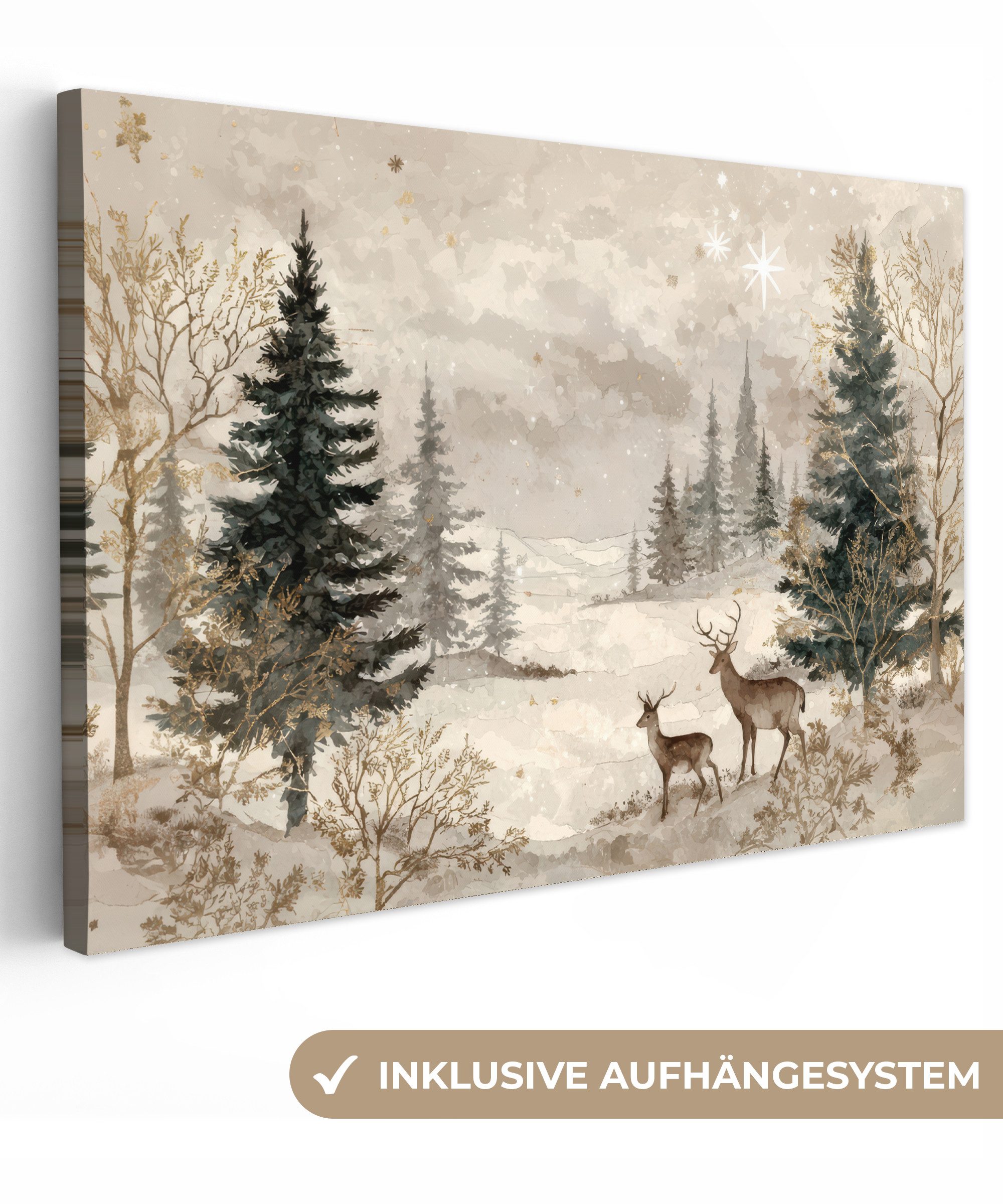 OneMillionCanvasses® Leinwandbild Wald - Hirsche - günstig online kaufen
