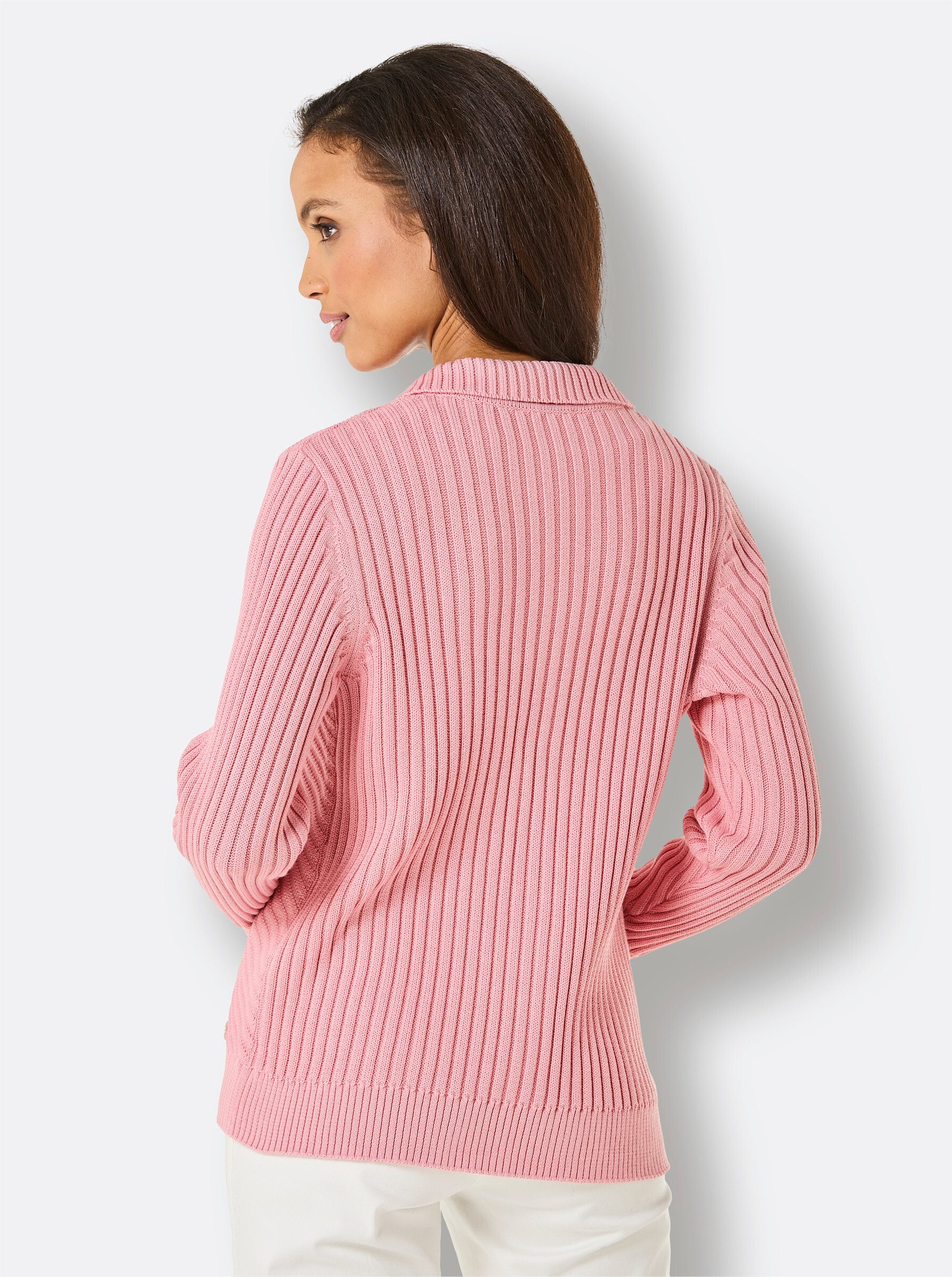 creation L Strickjacke Pima-Baumwoll-Strickjacke Langarm