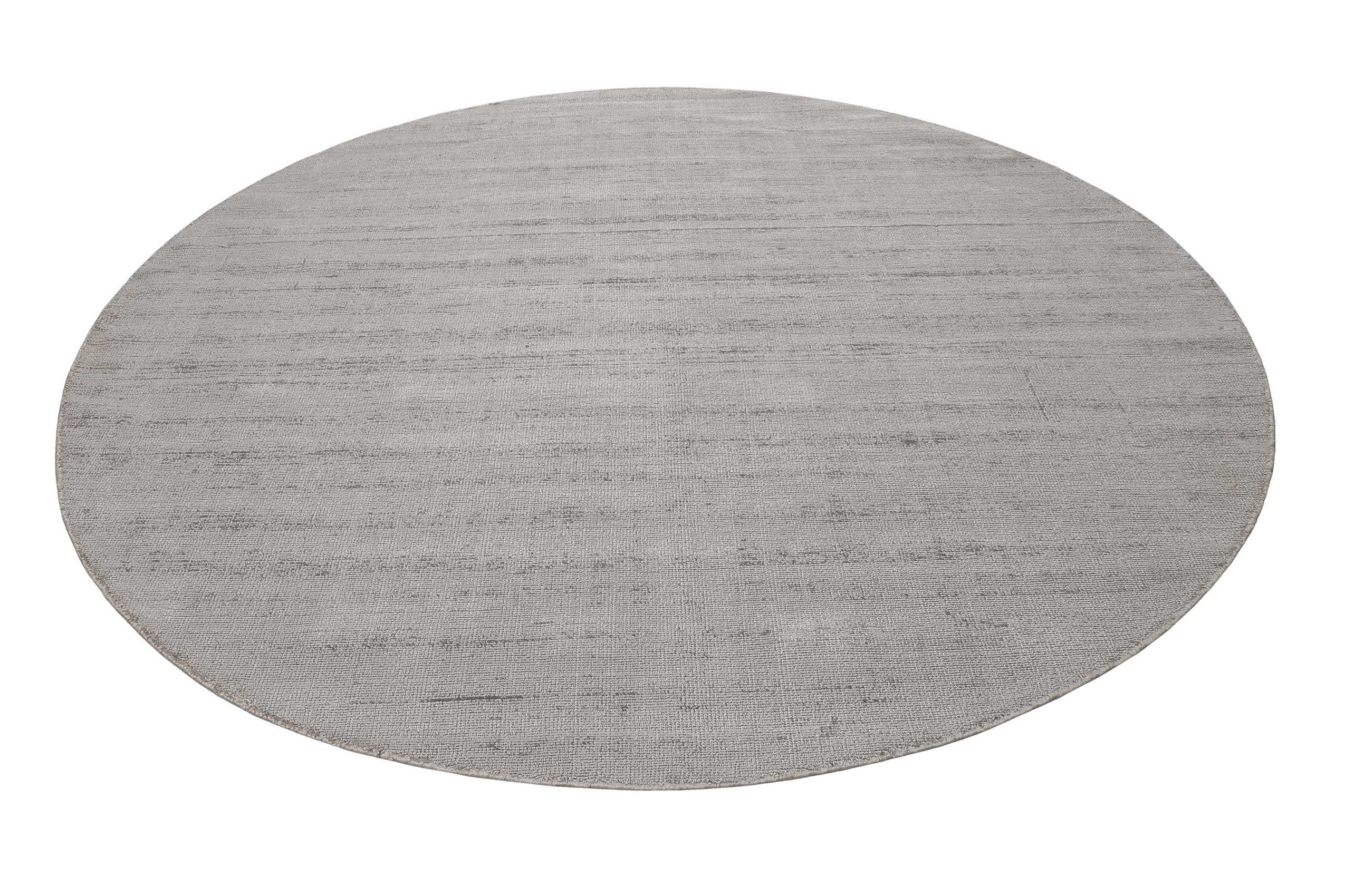 Teppich Gil, Esprit, rund, Höhe: 8 mm, handgewebt, seidig glänzend, schimmernde Farbbrillianz, Melangeeffekt hellgrau
