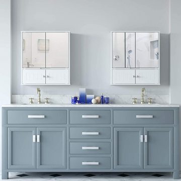 HOMECHO Badezimmerspiegelschrank Hängeschrank Weiß Badschrank mit Ablage