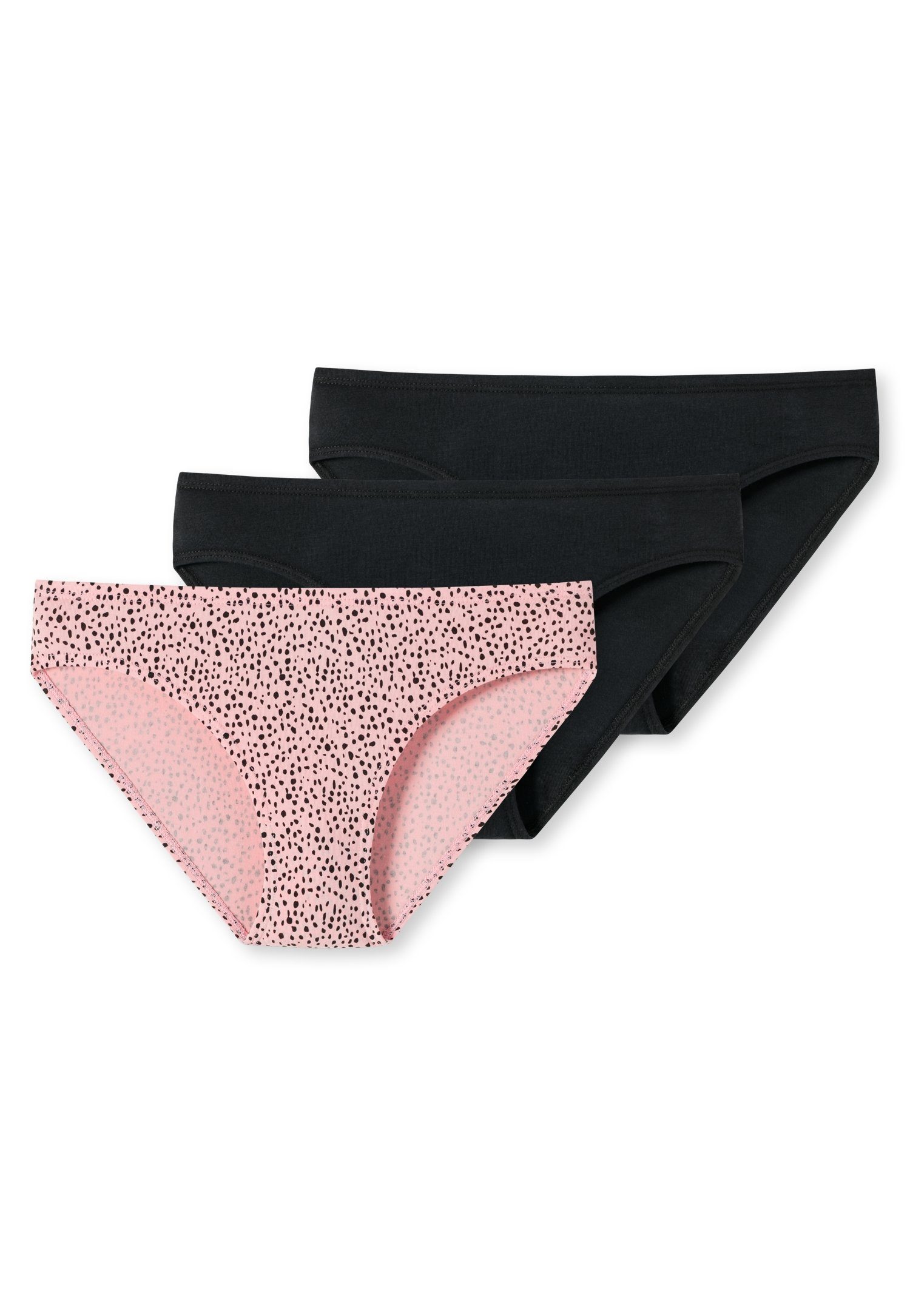 Schiesser Slip (3er-Pack) mit softem Bund rosa schwarz gepunktet