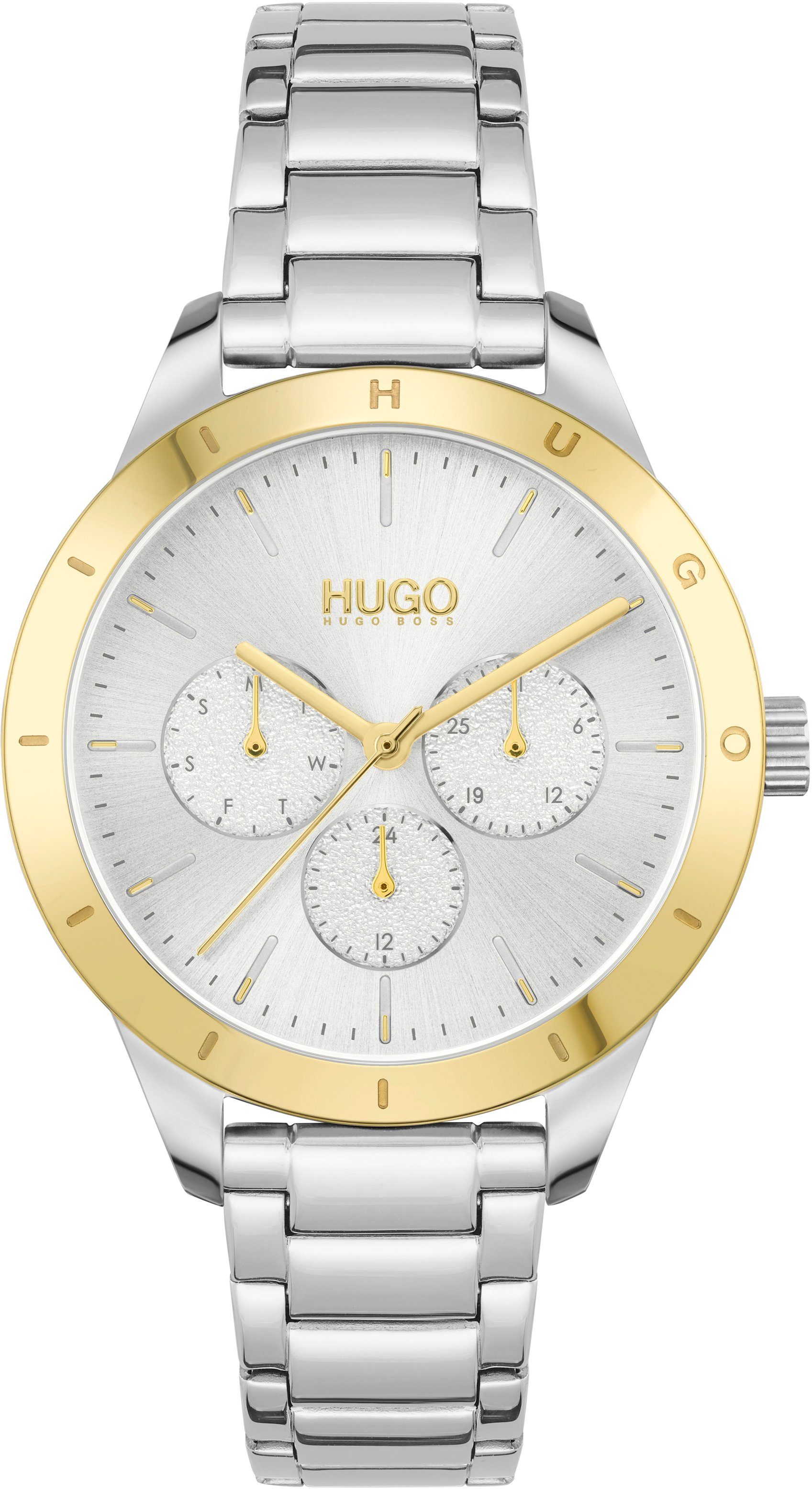 HUGO Multifunktionsuhr #FRIEND, 1540090, Quarzuhr, Armbanduhr, Damenuhr, Datum, 12/24-Stunden-Anzeige